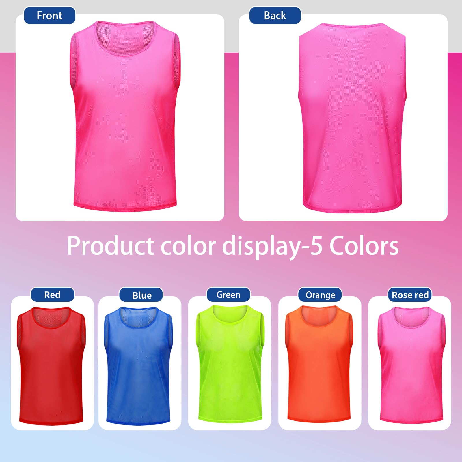Youth Soccer Pinnies with Numbers - Scrimmage Team Practice Vests for Basketball, Soccer & Football - Breathable Reversible Training Bibs for Kids Sports Practice & Games