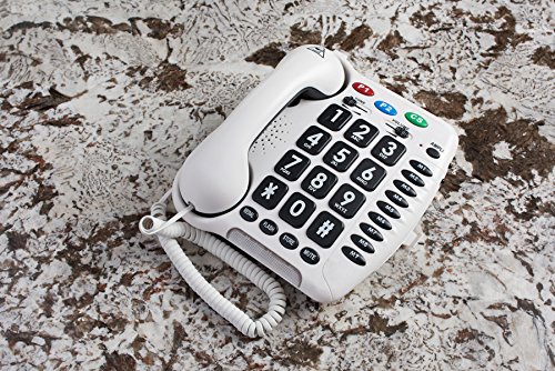 CL100 Big Button Corded Phone for Seniors & Hearing Impaired - 30dB Amplified Landline Telephone with Visual Ringer & Large Buttons - Easy-to-Use Home Phone for Elderly with Hearing Loss | Perfect for Bedroom, Living Room & Home Office Use