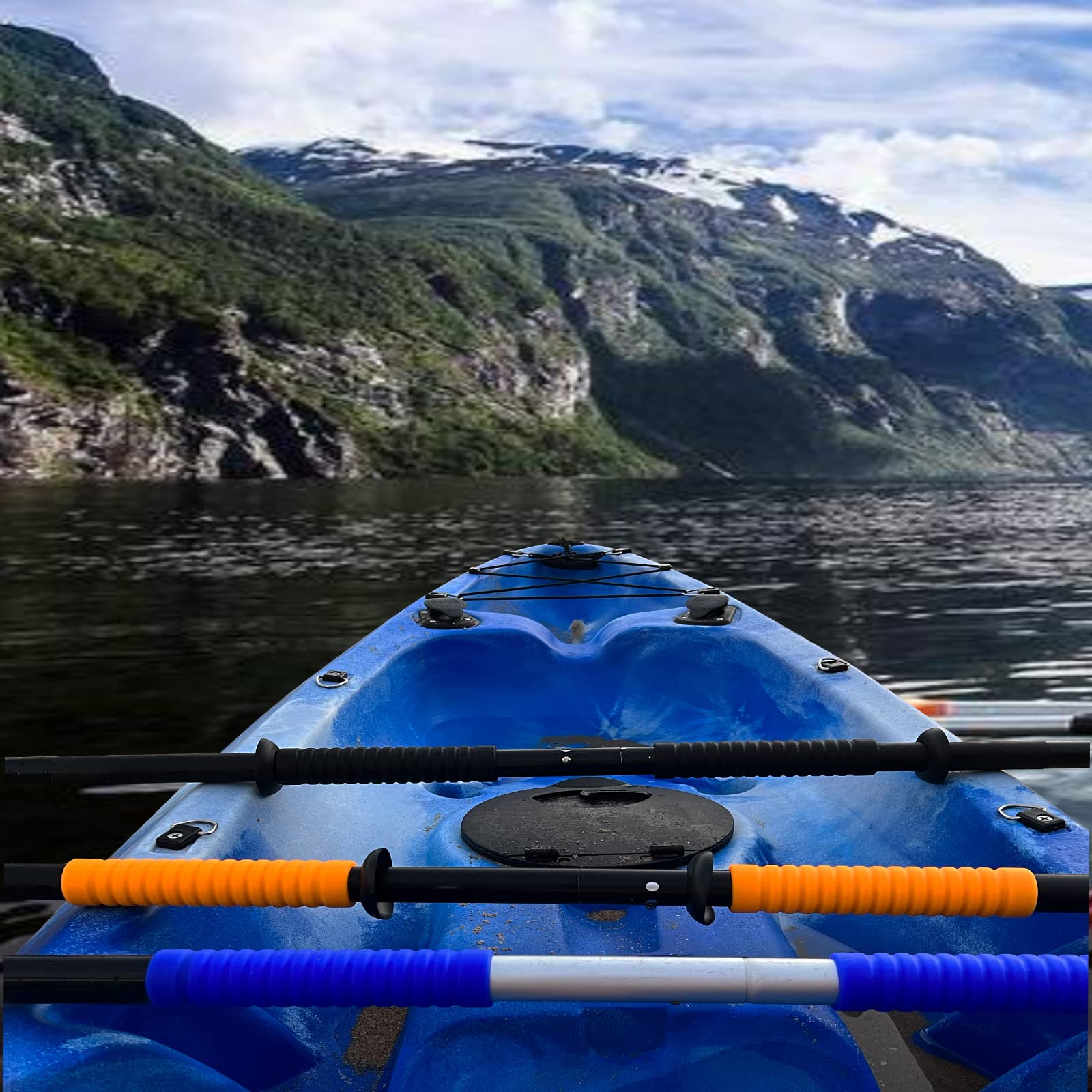 Non-Slip Silicone Kayak Paddle Grips - 2Pcs Waterproof Kayaking Accessories for Comfort & Control - Perfect for Fishing, Touring & Recreational Kayaking