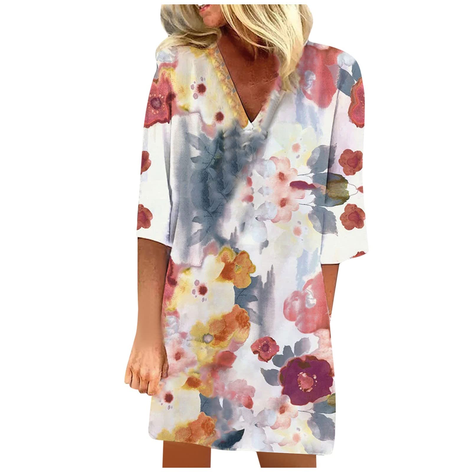 Women's Casual Cocktail Dress Summer Sleeveless Floral Print Midi Dress with Pockets - Plus Size Party Wear for Wedding, Garden Party & Date Night