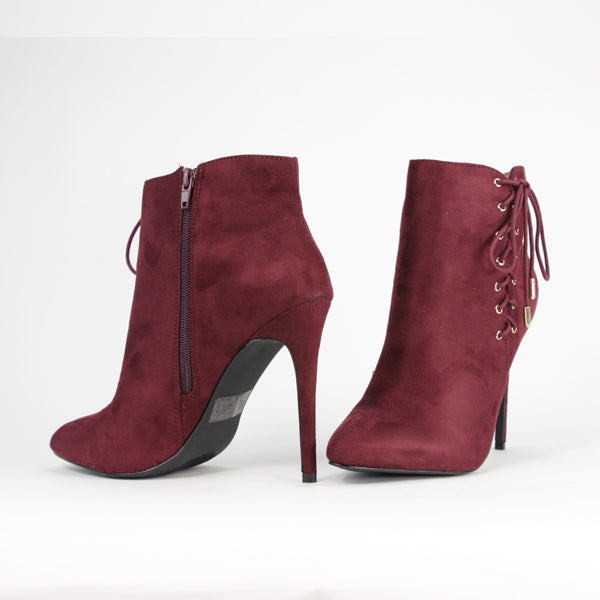 Tacita Women's Side String Up Stiletto Bootie - Stylish Pointed Toe Ankle Boots for Night Out, Party & Date Night