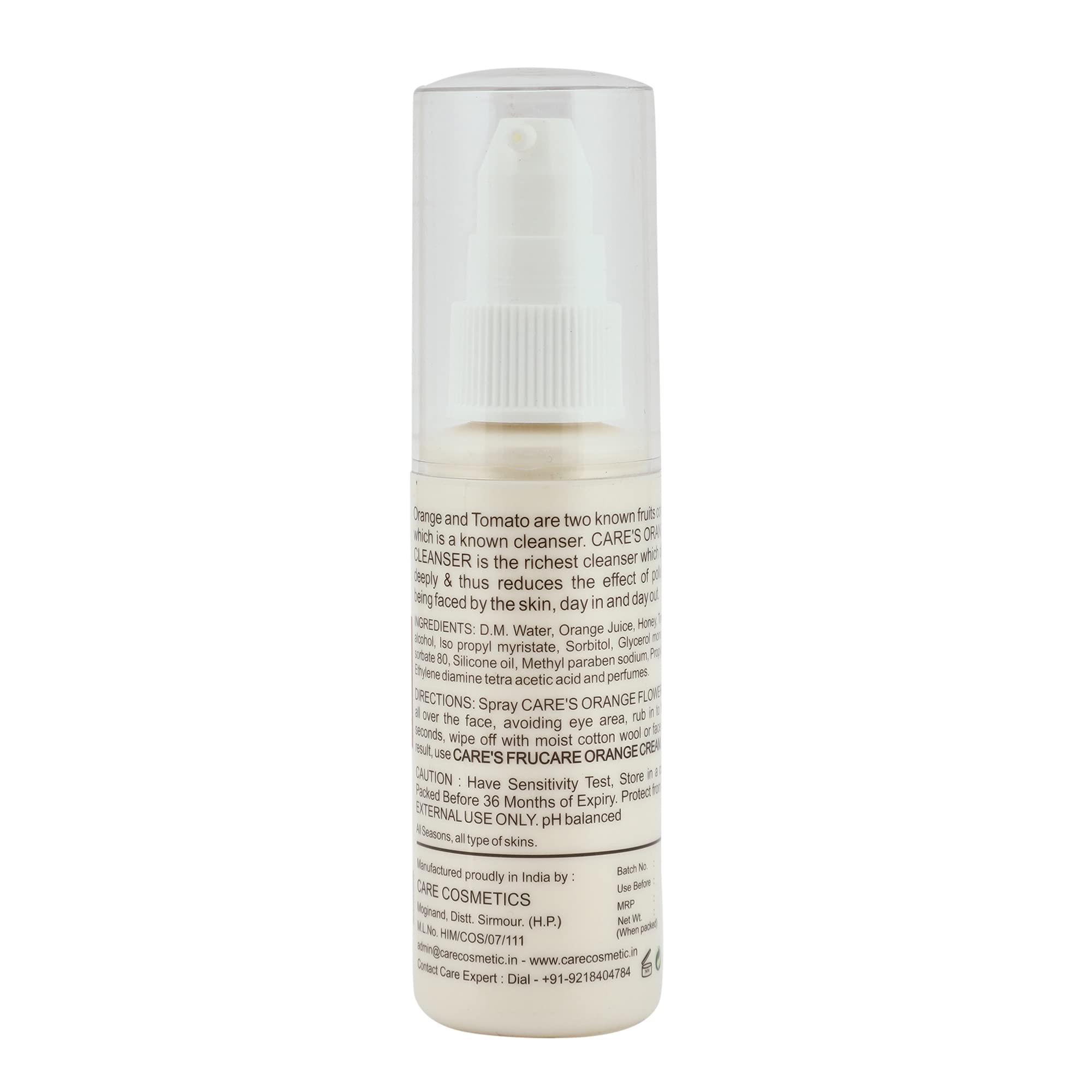 Care Cosmetics Orange Flower Cleansing Milk with Lycopene for All Skin Types - 50ml/1.7Oz, White (CCOFC50X1) | Gentle Face Wash for Daily Skincare Routine, Makeup Removal & Hydration
