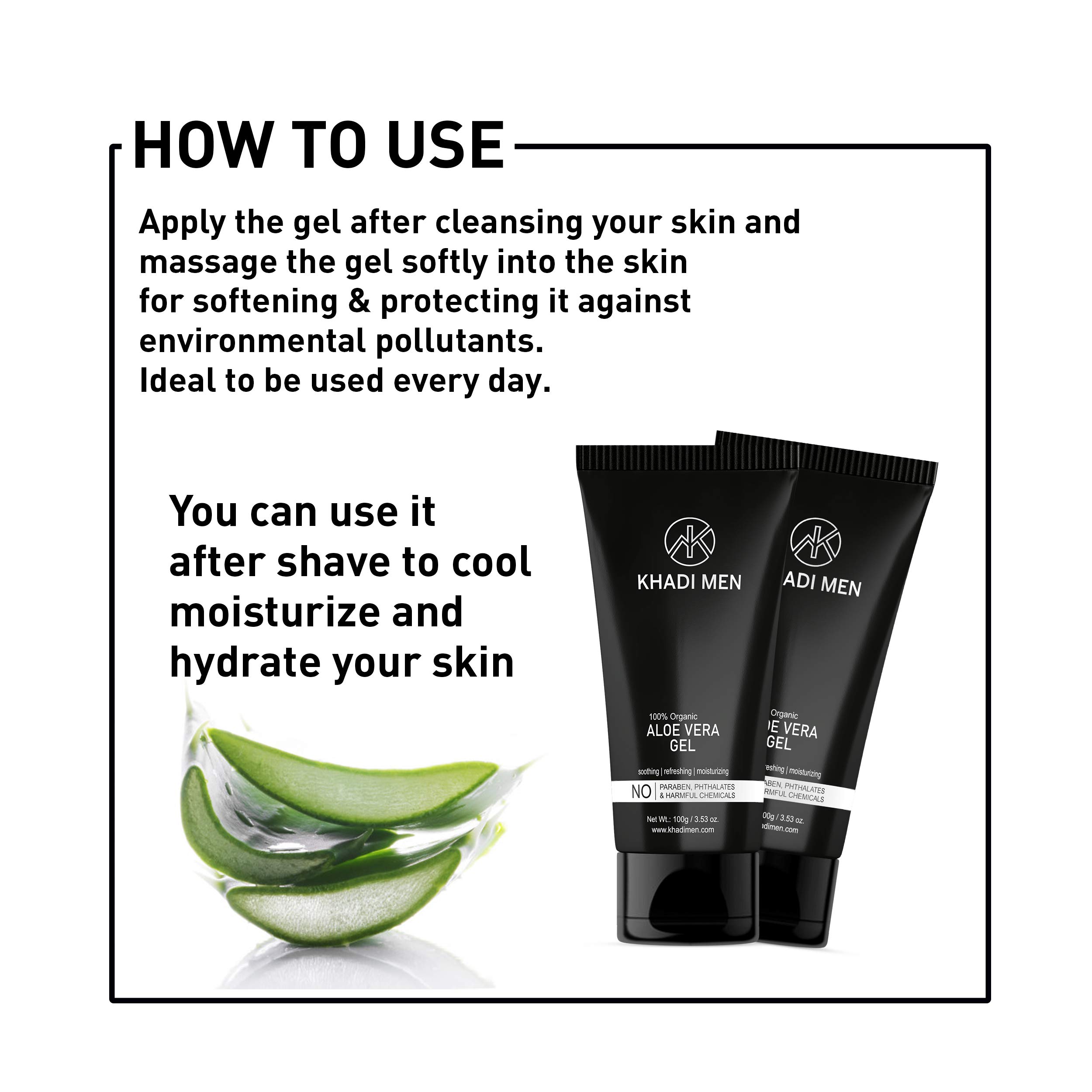 Khadi Men Aloe Vera Face Gel - 100ml | Natural Hydration & Soothing for Men's Skin | Perfect for Post-Shave, Sunburn & Daily Skincare Routine