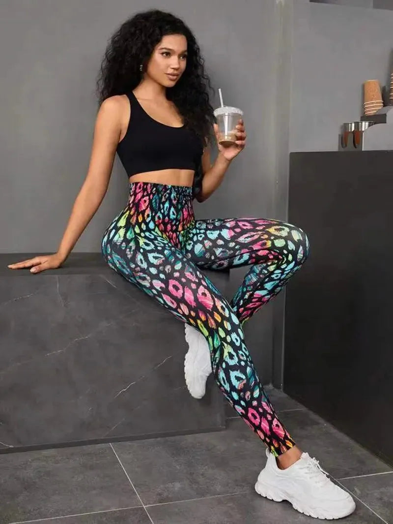 3D Printing Seamless Peach Tie-Dye Yoga Pants for Women - High Waist Push Up Workout Leggings, Sports Tights & Fitness Clothing | Perfect for Yoga, Gym, Running & Lounge Wear
