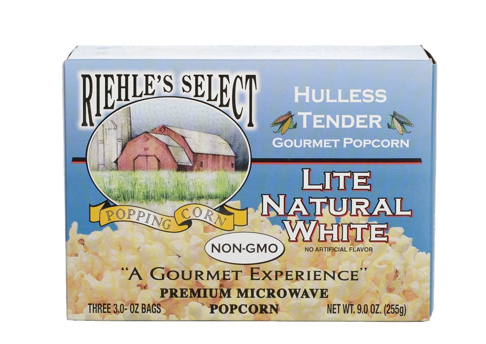 Riehle's Select Hulless Natural Lite Microwave Popcorn - 12 Boxes (36 Packs) | Healthy Snack for Movie Nights, Office Breaks & Family Gatherings