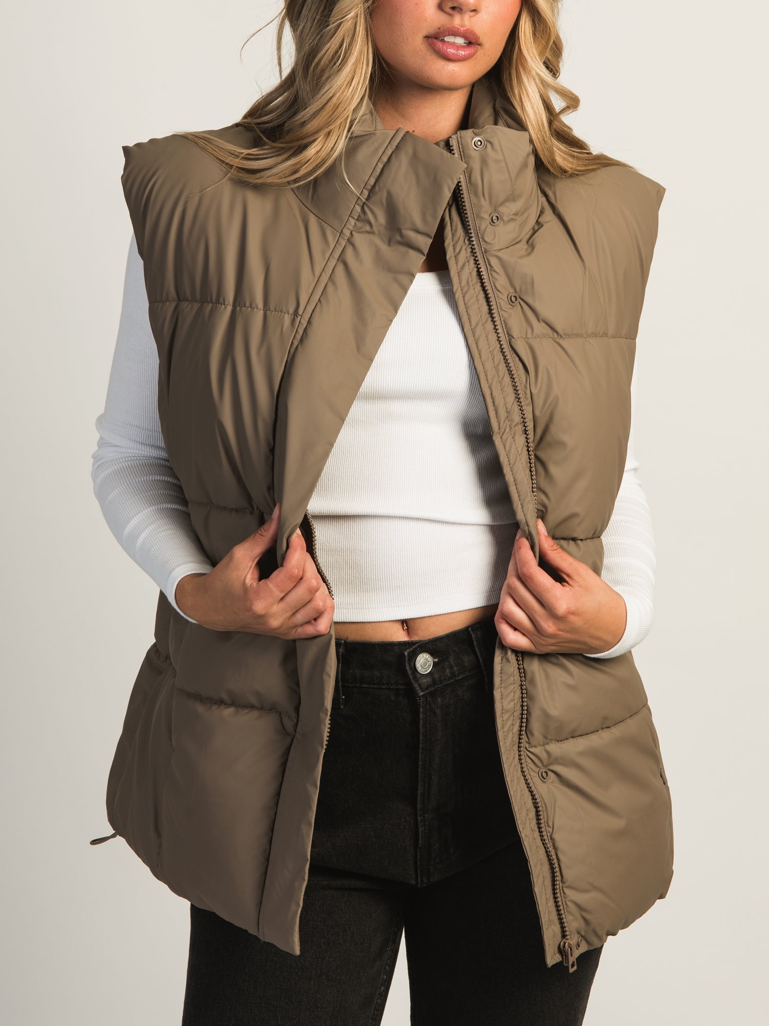 B.YOUNG BYAZUA Mid-Length Puffer Vest for Women - Lightweight Warm Winter Jacket for Outdoor Activities, Hiking & Casual Wear