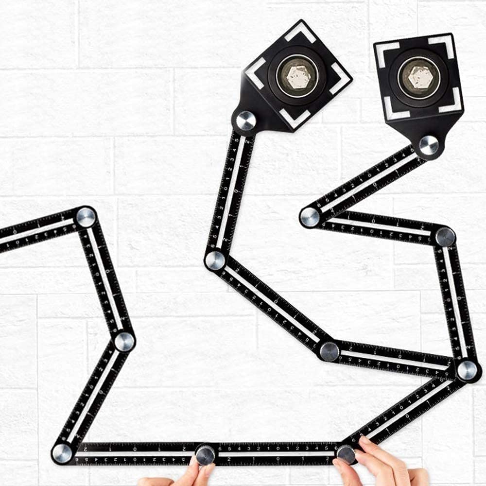 Universal Ceramic Tile Hole Locator - 6-Fold Stainless Steel Multifunctional Masonry Ruler Tool (2 Pack) - Perfect for Tile Installation, Bathroom & Kitchen Renovations