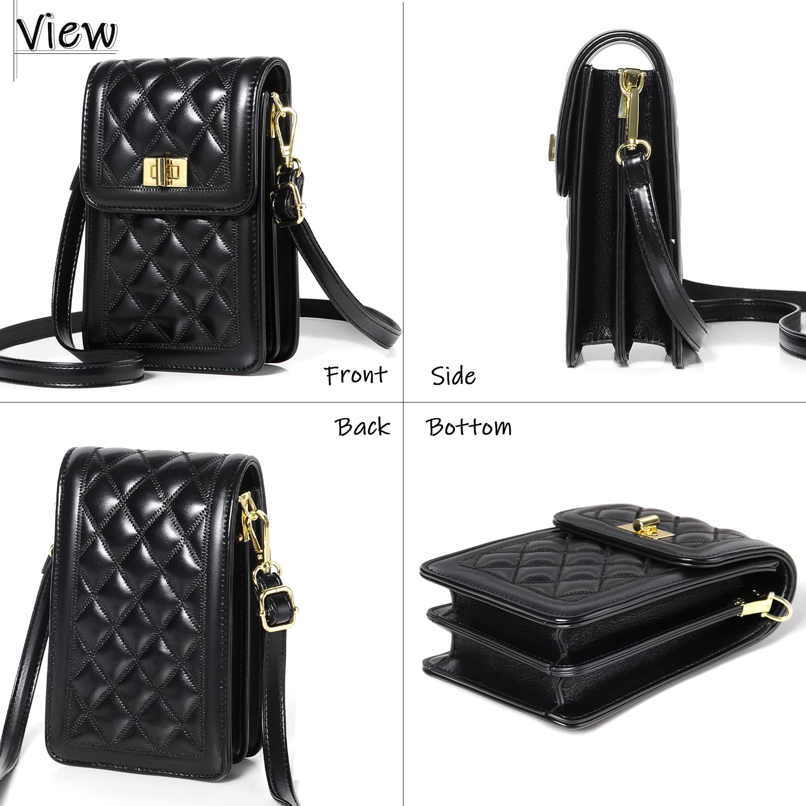 FSD.WG Women's Small Crossbody Leather Phone Purse - Mini Messenger Shoulder Bag with Wallet - Perfect for Travel, Shopping & Everyday Use