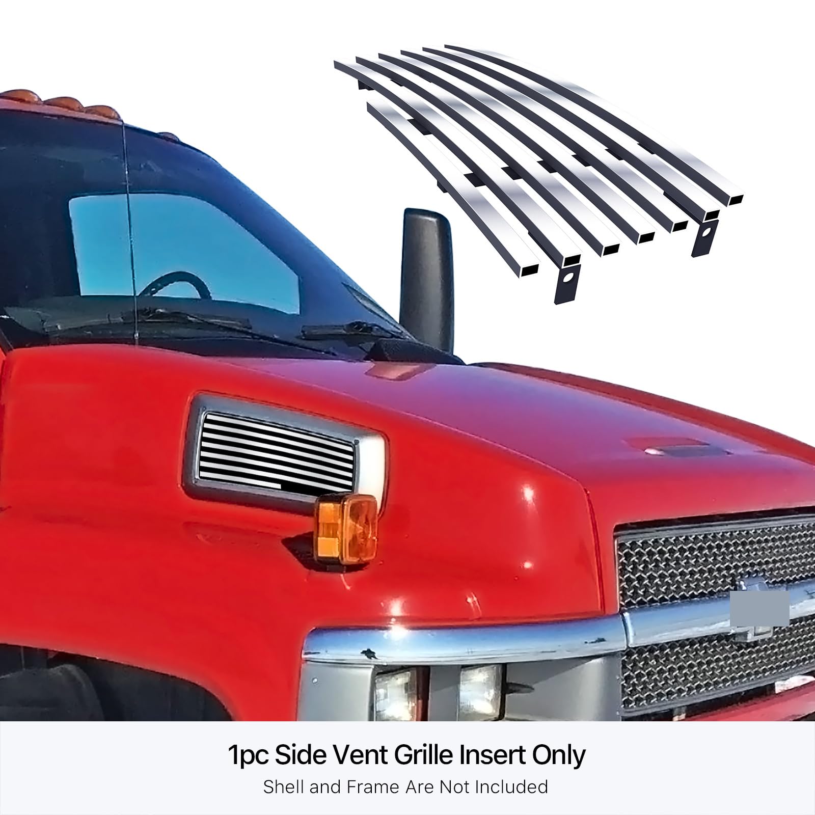 Chevy Kodiak & GMC Topkick 2003-2009 Stainless Steel Front Grille Insert - Chrome Billet Design, APS C86630A Replacement Part - Perfect for Truck Upgrades & Customization