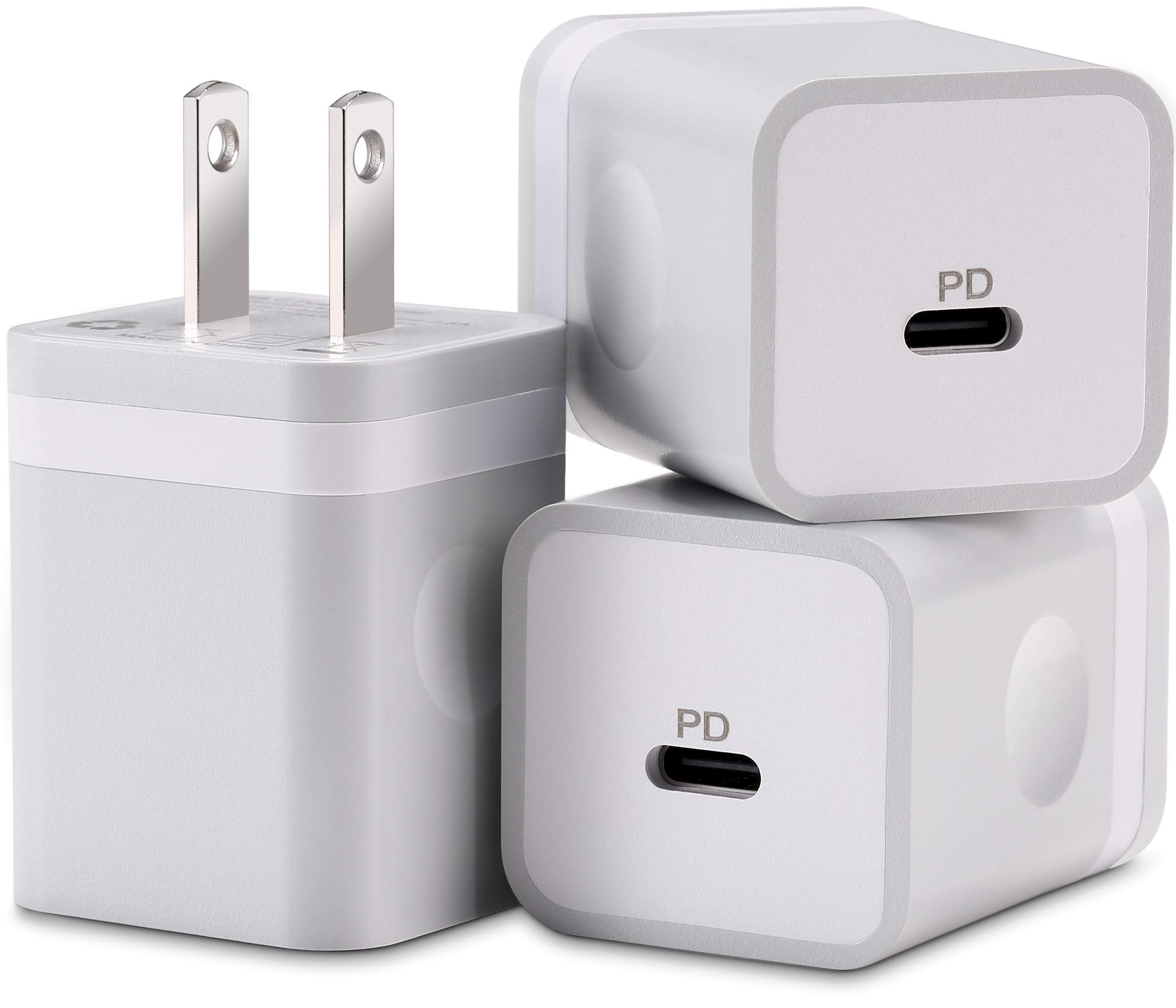 20W USB C Fast Charger 3-Pack - PD Wall Charger Adapter for iPhone 13/12/11 Series, iPad Pro/Air/Mini, AirPods Pro/Max, Pixel & More - Compact Power Cube for Home, Office & Travel Charging