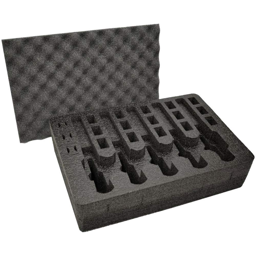 Apache 4800 Case Pistol & Magazine Storage Foam Insert Set - 2 Piece Pre-Cut Military Grade Polyethylene Base with Protective Lid Liner (Case Sold Separately) - Perfect for Gun Safe Organization, Range Gear Protection & Tactical Equipment Storage