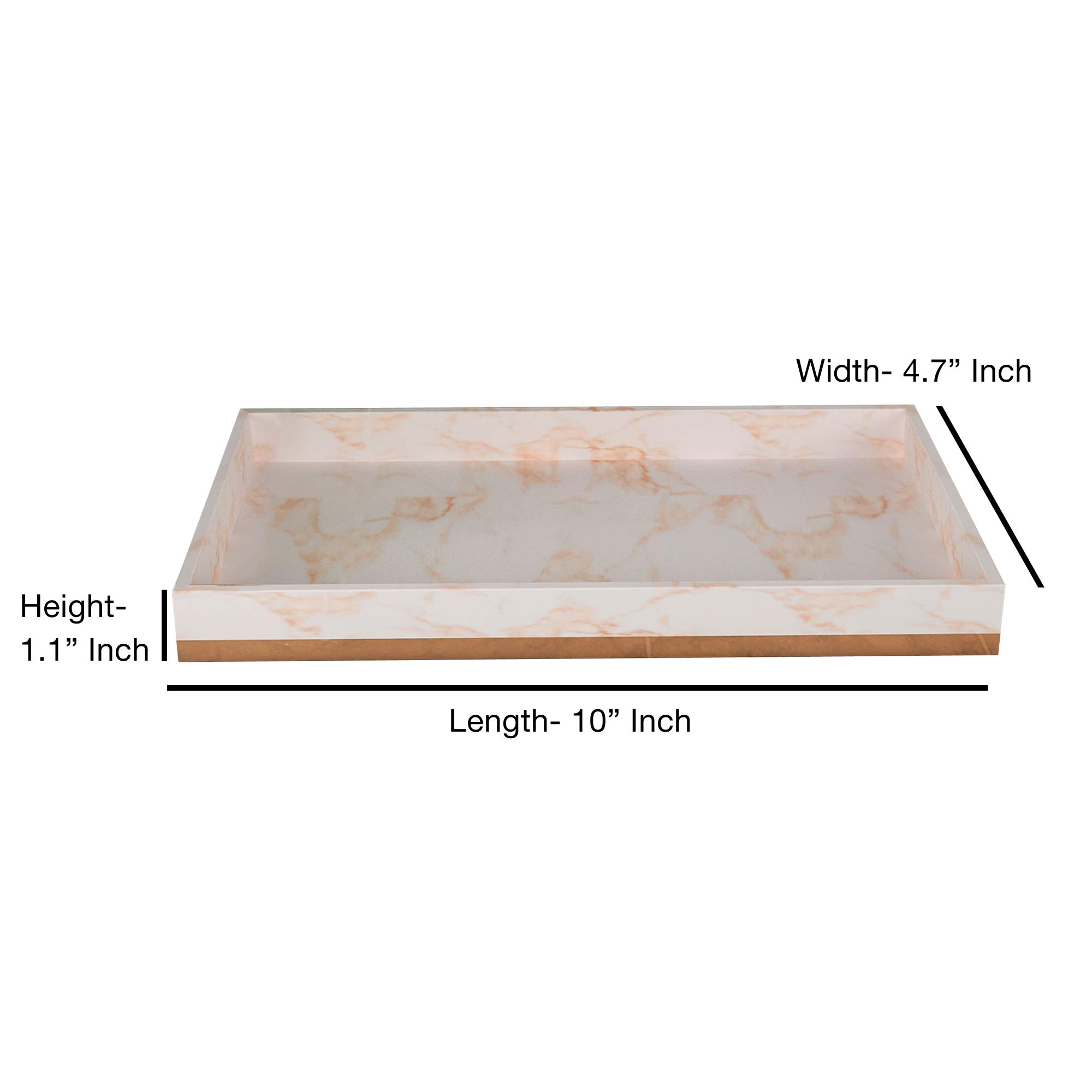Nu-Steel MST10CH Misty Copper Collection Amenity Tray - Elegant Resin & Metal Bathroom Organizer for Jewelry, Soaps & Essentials | Perfect for Vanity, Dresser & Spa Decor