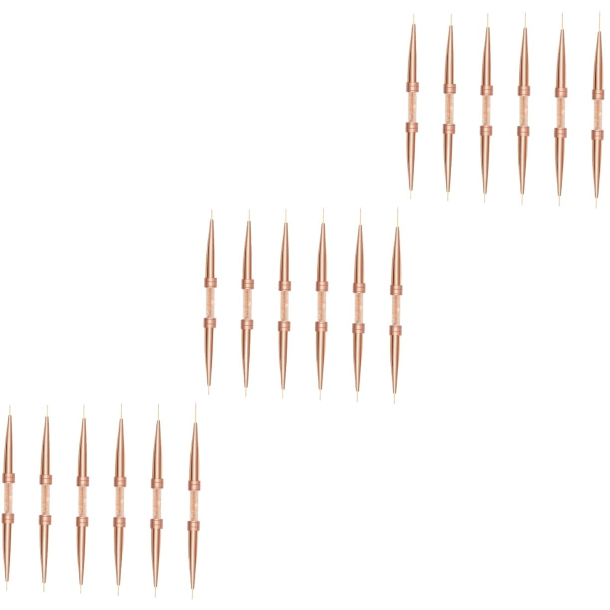 **Minkissy 18-Piece Nail Art Drawing Pen Set - Professional Manicure Tools, Nail Liner Pen & Design Brush for Salon & Home Use (Rose Gold Fiber Wool, Aluminum Tube with Diamond) - Perfect for DIY Nails, Gel Polish, Acrylic Art & Salon Professionals**