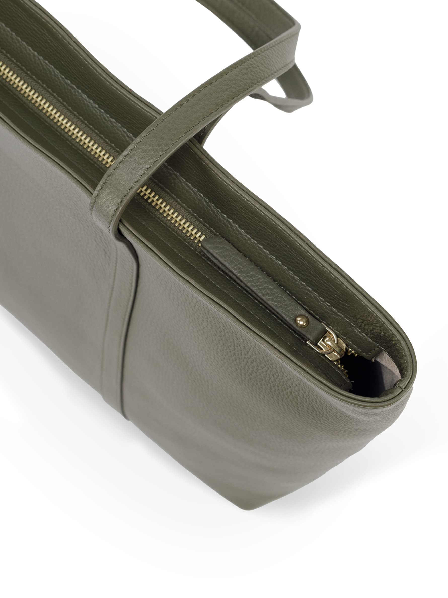 Tan & Loom Genuine Leather Tote Bag for Women - Large Olive Long Handle Work Bag - Perfect for Office, Travel & Everyday Use
