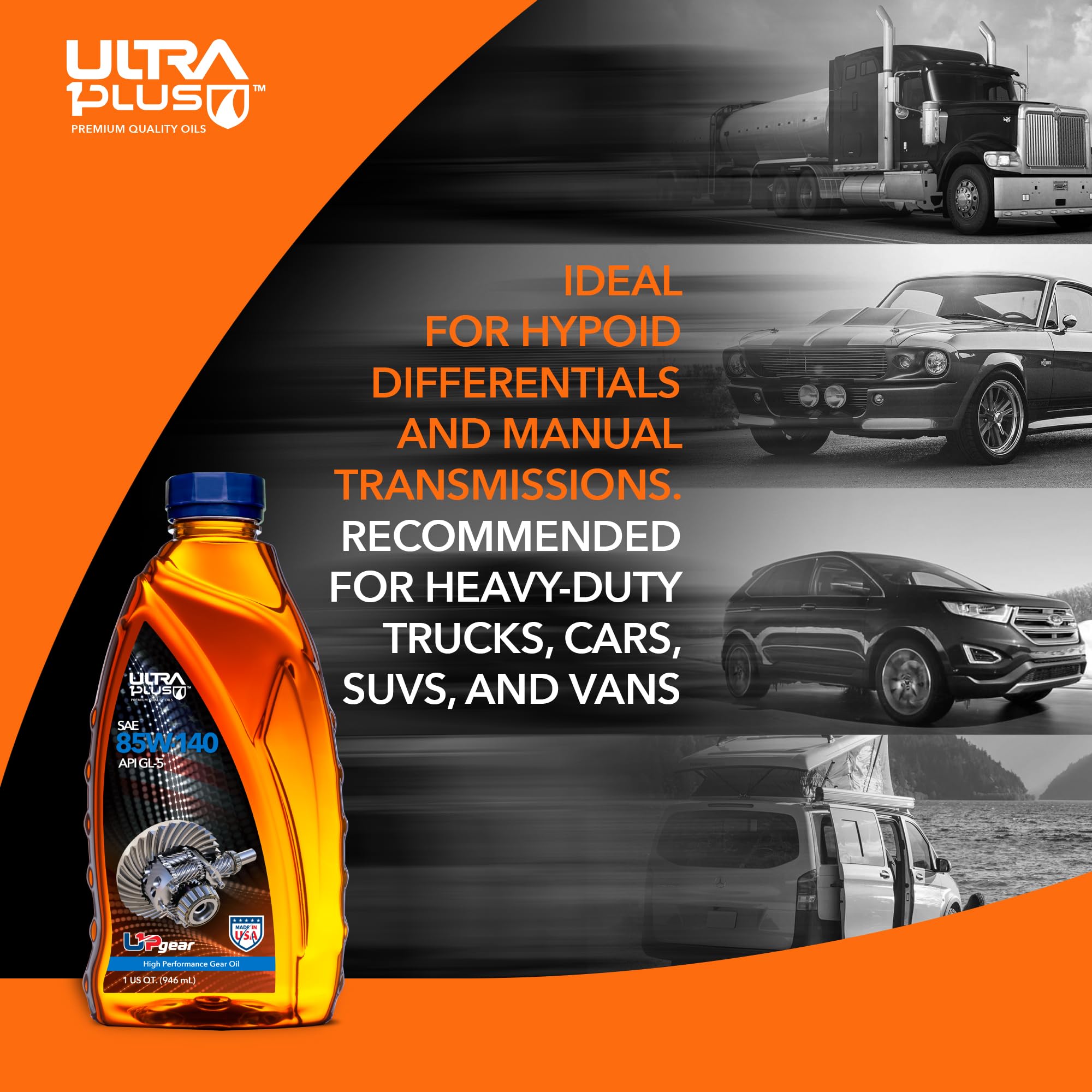 SAE 85W-140 Conventional Gear Oil - API GL-5 Certified - Heavy Duty Gear Lubricant for Trucks, SUVs & Off-Road Vehicles - Ideal for High-Stress Differential & Transmission Applications