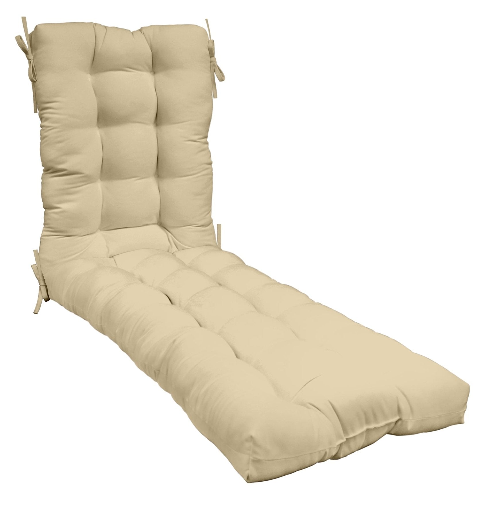 Sunbrella Canvas Tufted Chaise Lounge Chair Cushion - Waterproof & Fade-Resistant Outdoor Furniture Cushion for Patio, Poolside & Garden Relaxation