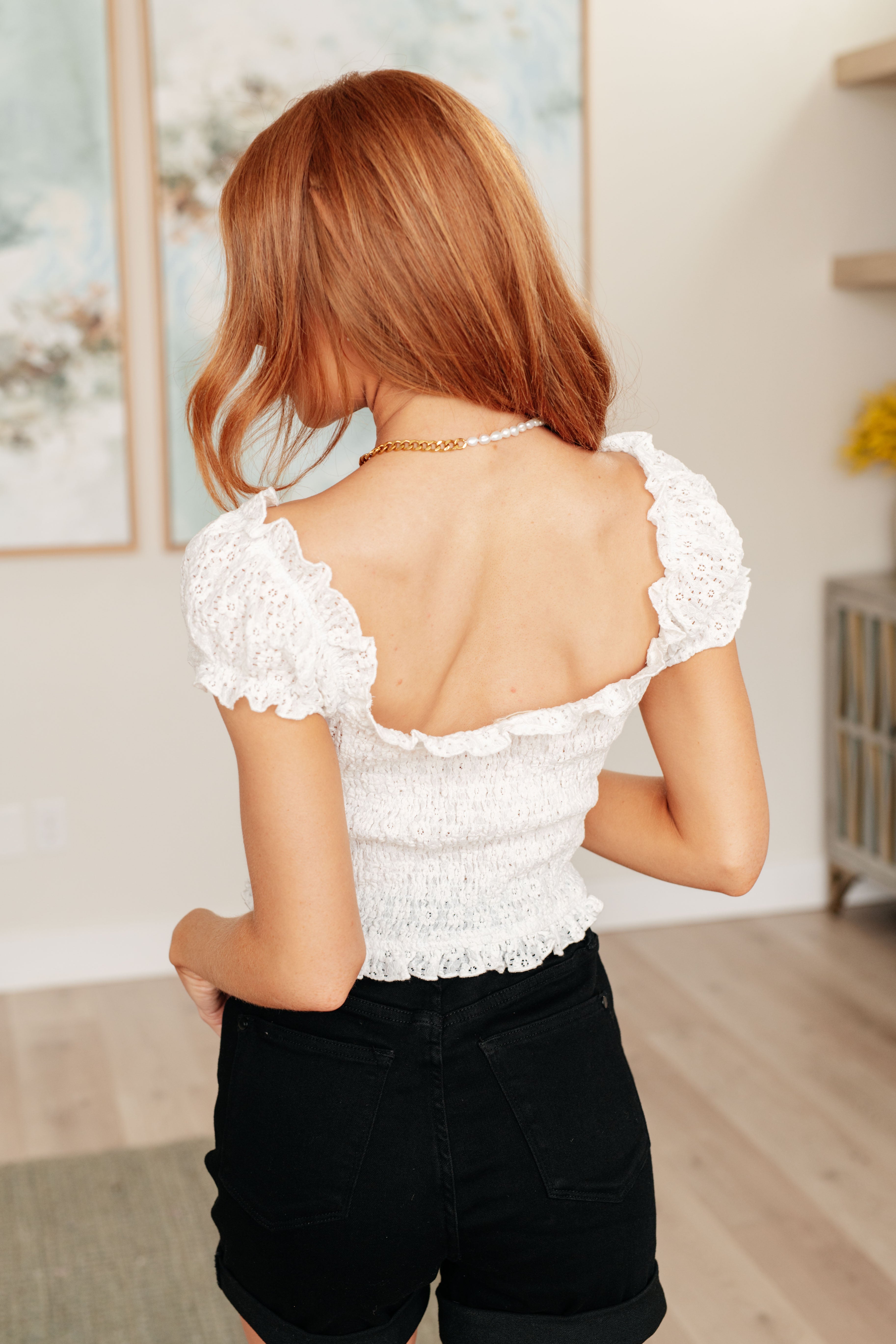 Off White In Fair Verona Button Up Crop Top - Stylish & Trendy Women's Blouse for Casual Wear, Date Night & Summer Outfits