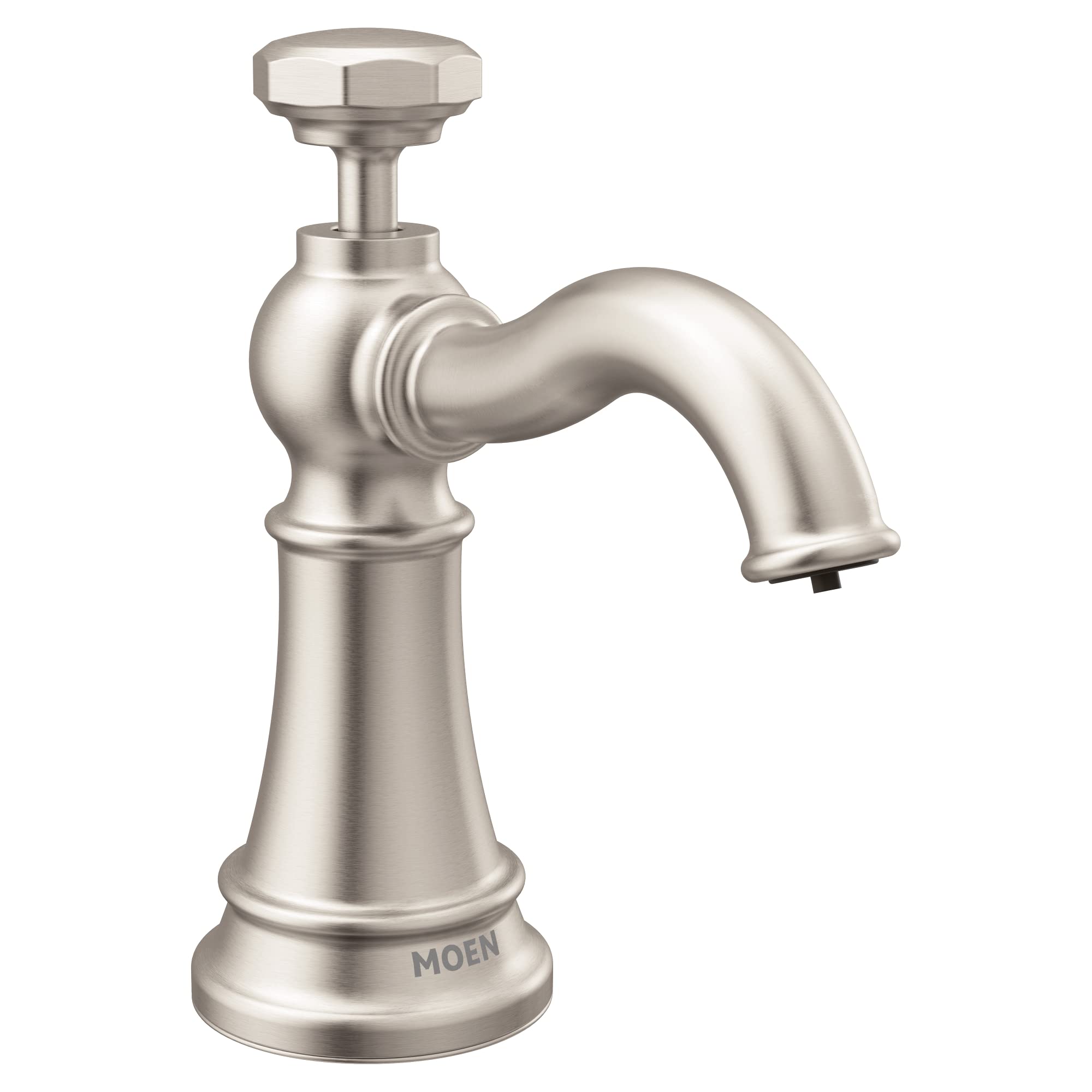 Moen S3955SRS Paterson Stainless Steel Deck Mounted Kitchen Soap Dispenser with Refillable Bottle - Spot Resistant, Above Sink Design for Modern Kitchens and Bathrooms
