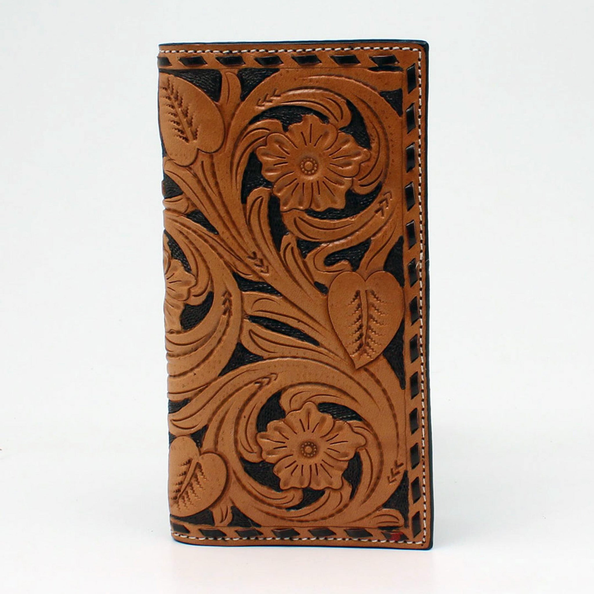 3D Belt Co. Men's Floral Tooled Leather Rodeo Wallet - Western Style Bifold for Cowboy, Rancher & Country Lifestyle