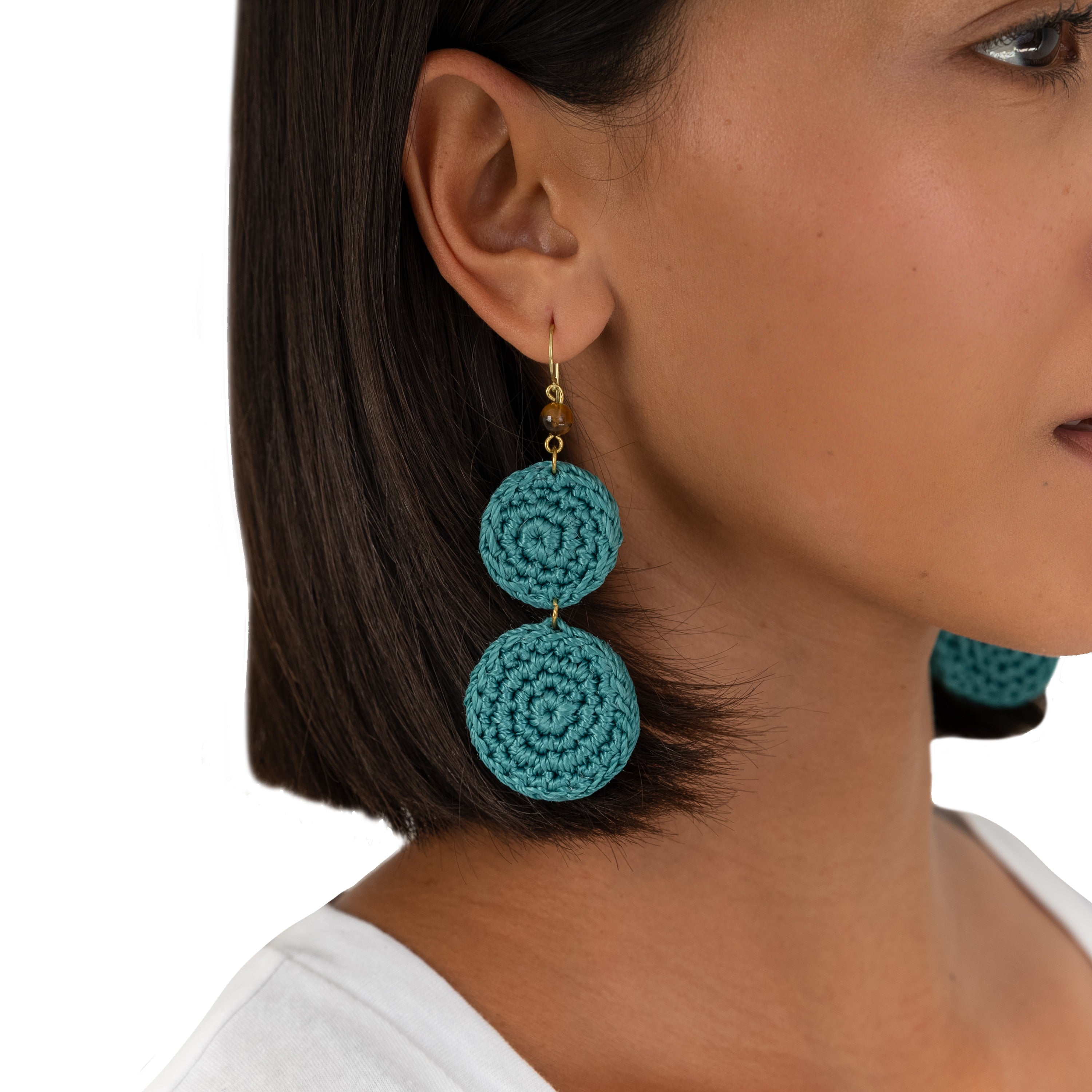 Elegant Jasper Double Disc Earrings for Women - Boho Chic Dangle Jewelry for Casual & Party Wear
