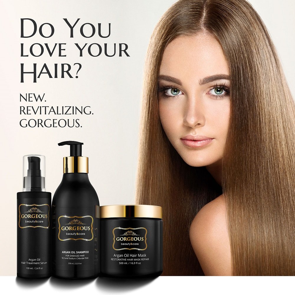 Premium Argan Oil Shampoo, Hair Mask & Oil Set - Hydrating Hair Care Trio for Dry, Damaged Hair | Perfect Gift for Women - Salon Quality Treatment at Home