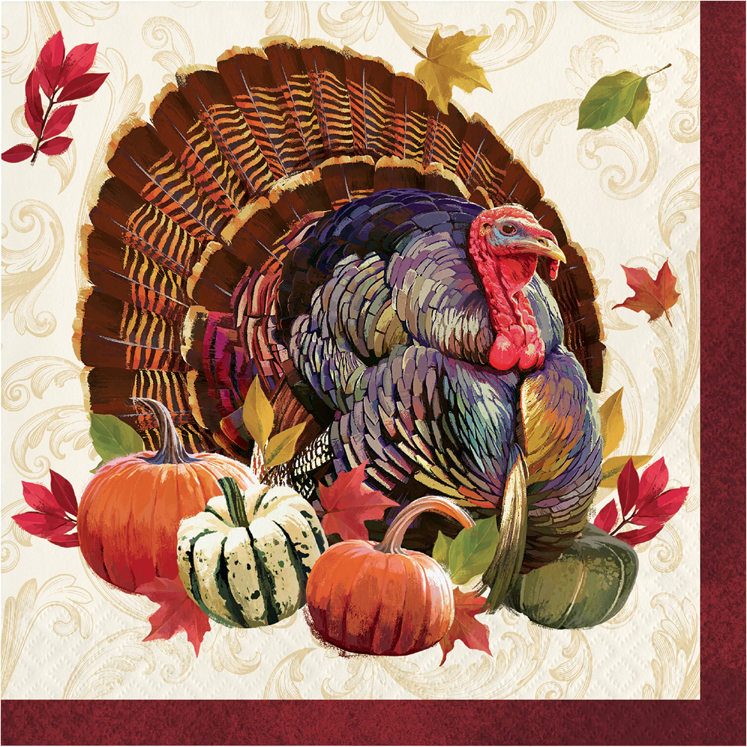 Premium Thanksgiving Turkey Dinner Napkins - 48 Count Disposable Holiday Tableware for Festive Gatherings & Family Celebrations