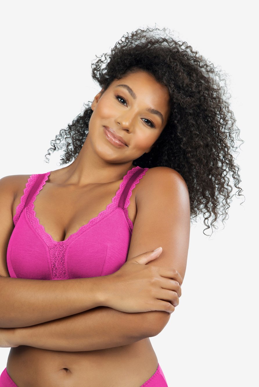 Parfait Dalis Wire Free Bralette - Comfortable Seamless Wireless Bra for Women, Bright Pink | Perfect for Yoga, Lounge & Everyday Wear