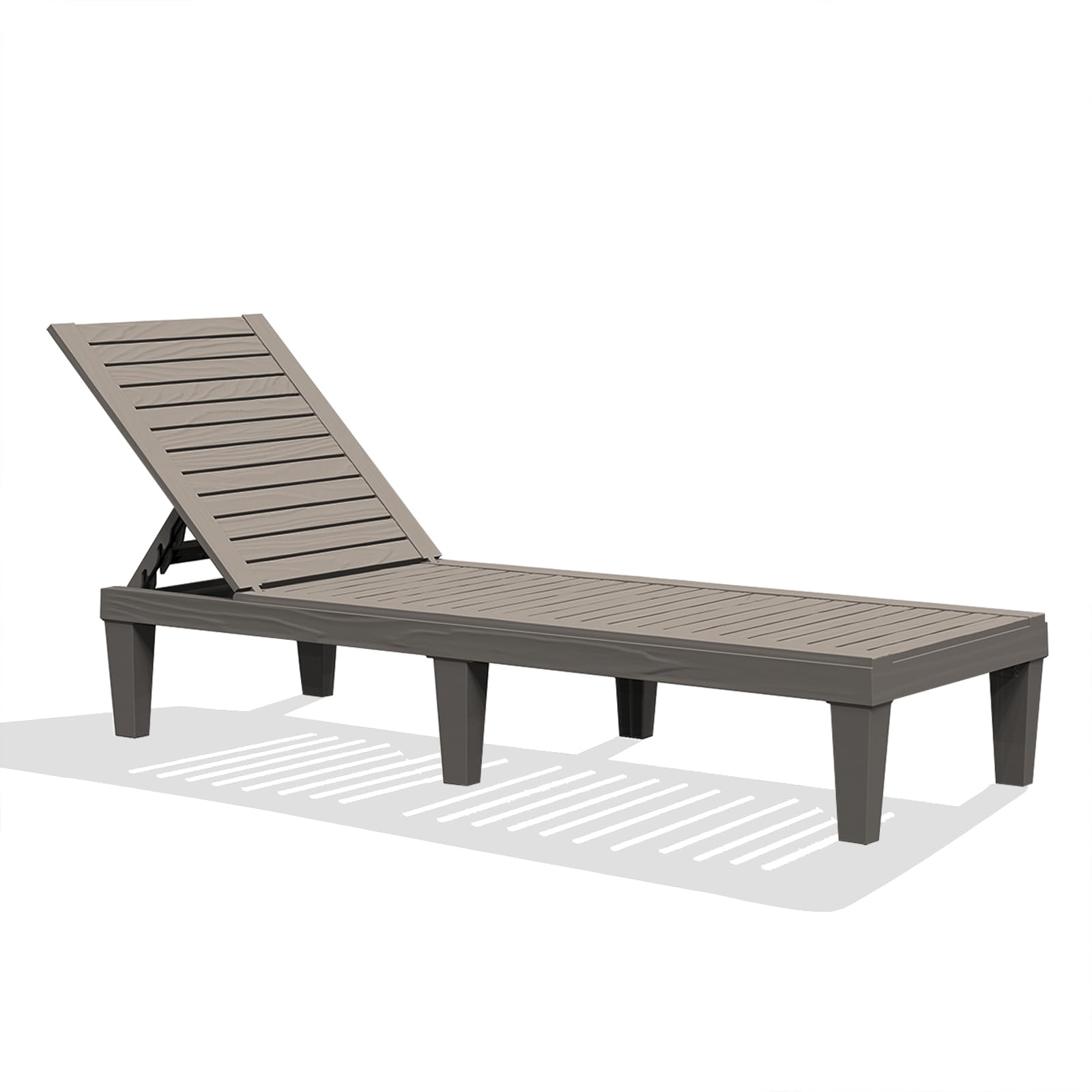 Waterproof Outdoor Chaise Lounge Chair - Grey Patio Pool Sunbed for Relaxing by the Poolside or Backyard Lounging