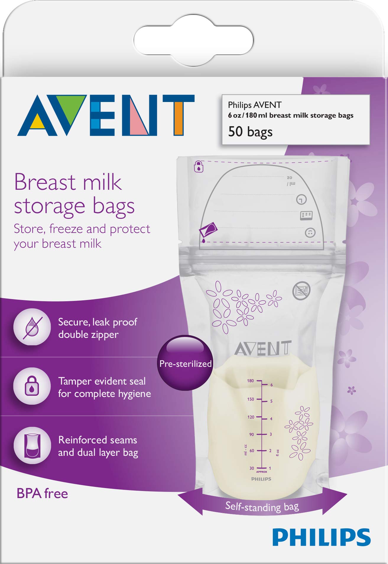 Philips Avent Single Electric Breast Pump with 50 Breast Milk Storage Bags (6oz) & 100 Disposable Nursing Pads - Complete Breastfeeding Bundle for New Moms - Perfect for Pumping, Storing & Leak Protection at Home or Work