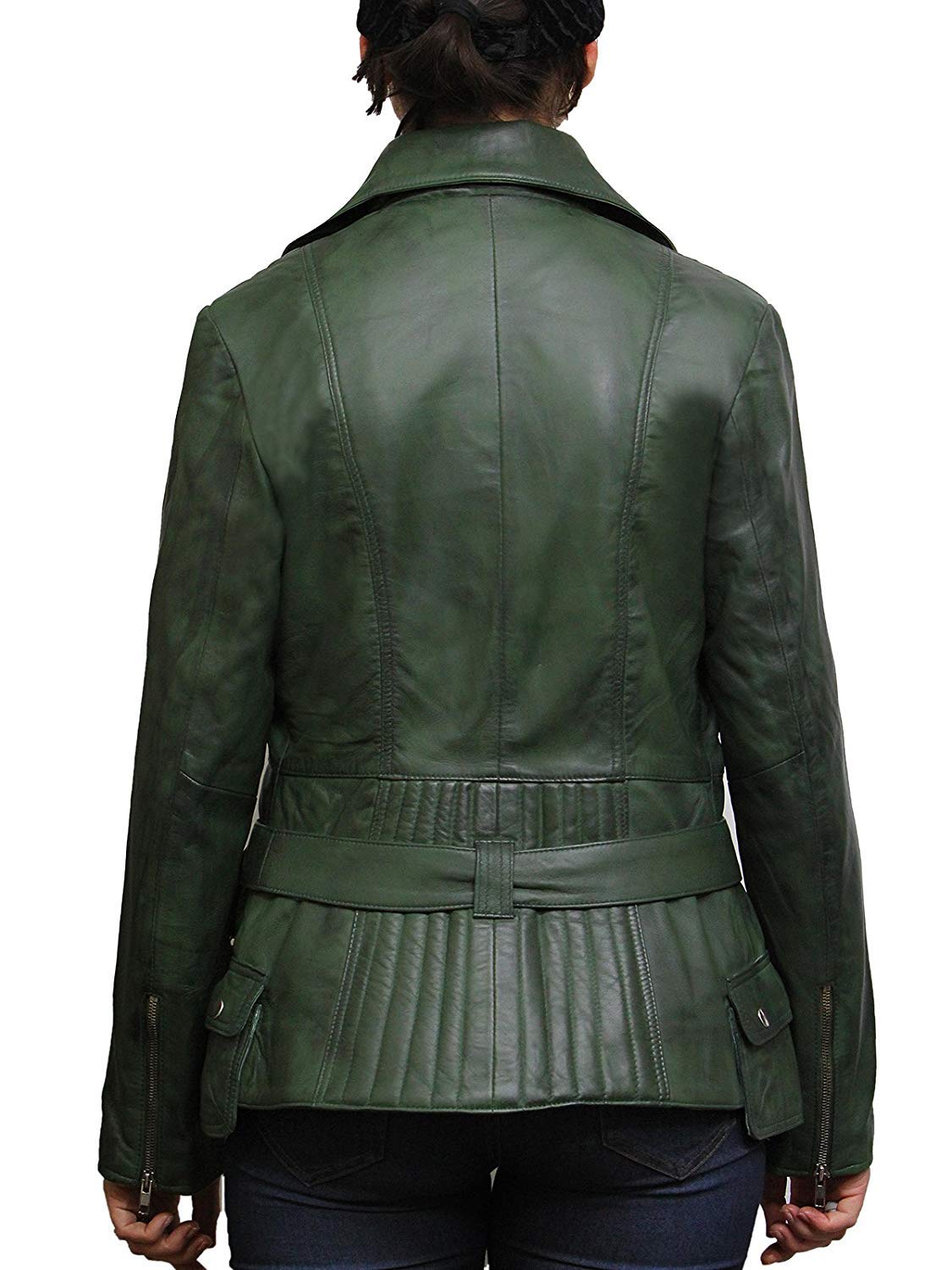 BRANDSLOCK Women's Classic Leather Biker Jacket - Genuine Cowhide Motorcycle Jacket for Women - Stylish Outerwear for Riding, Casual Wear & Night Out