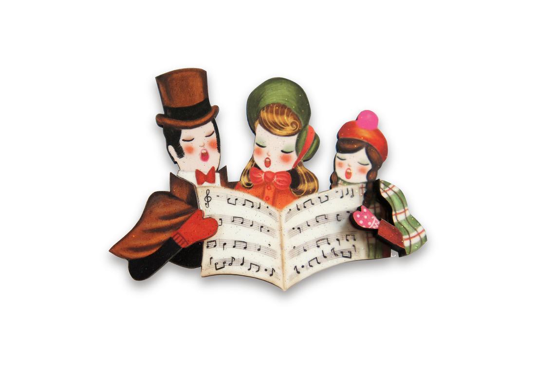Laliblue Christmas Carols Brooch - Festive Holiday Pin for Women, Gift Ideas for Christmas, Party & Office Wear