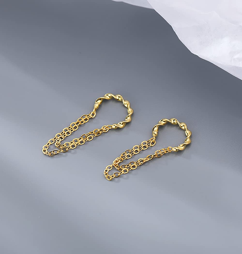 Reffeer Solid 925 Sterling Silver Cuff Earrings - No Piercing Cartilage Ear Wraps for Women & Teens | Minimalist Chain Design for Everyday Wear & Special Occasions