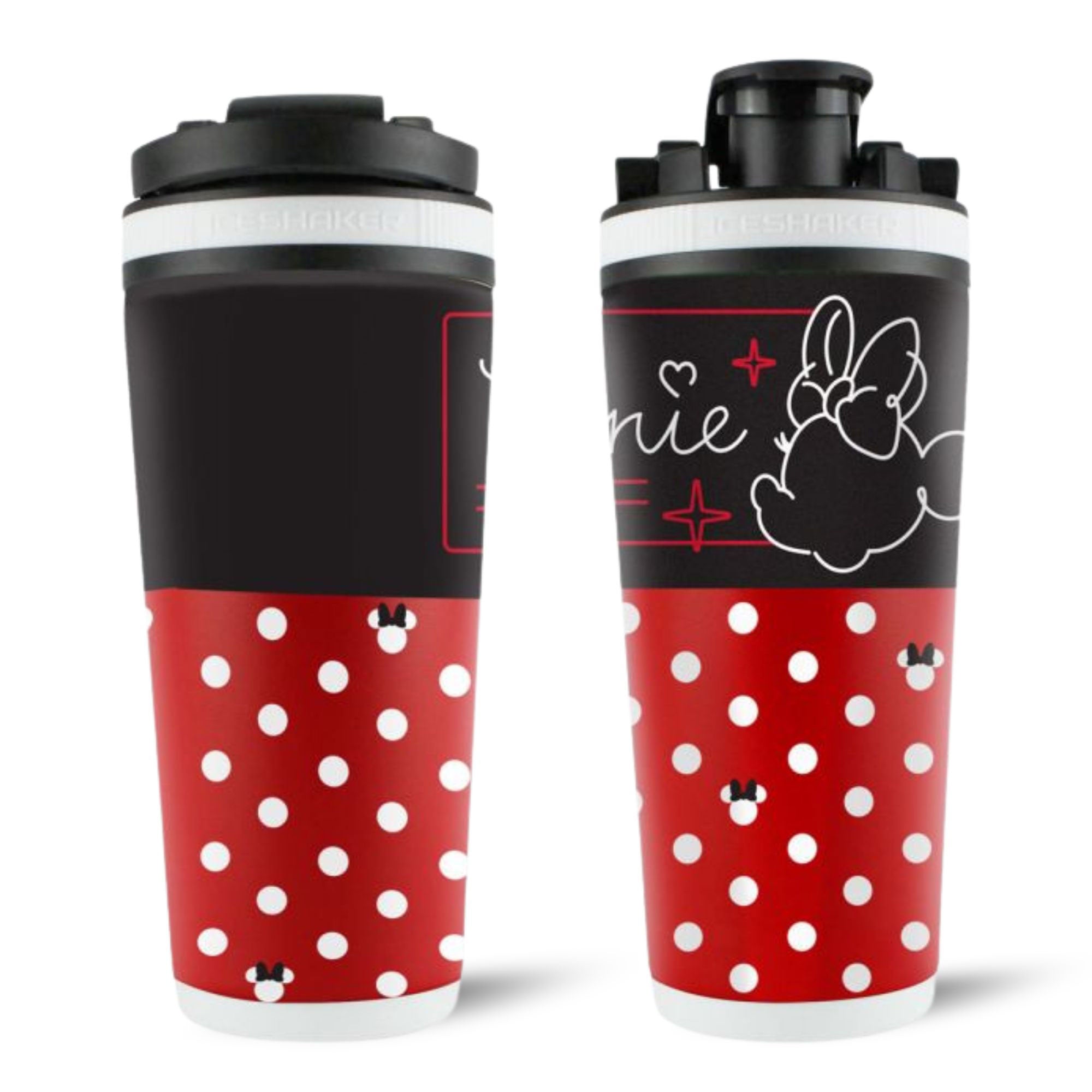 Disney Minnie Mouse Polka Dot 4D Ice Shaker Cup - Insulated Stainless Steel Tumbler for Cold Drinks, Perfect for Kids Parties, Summer Picnics & Disney Themed Events