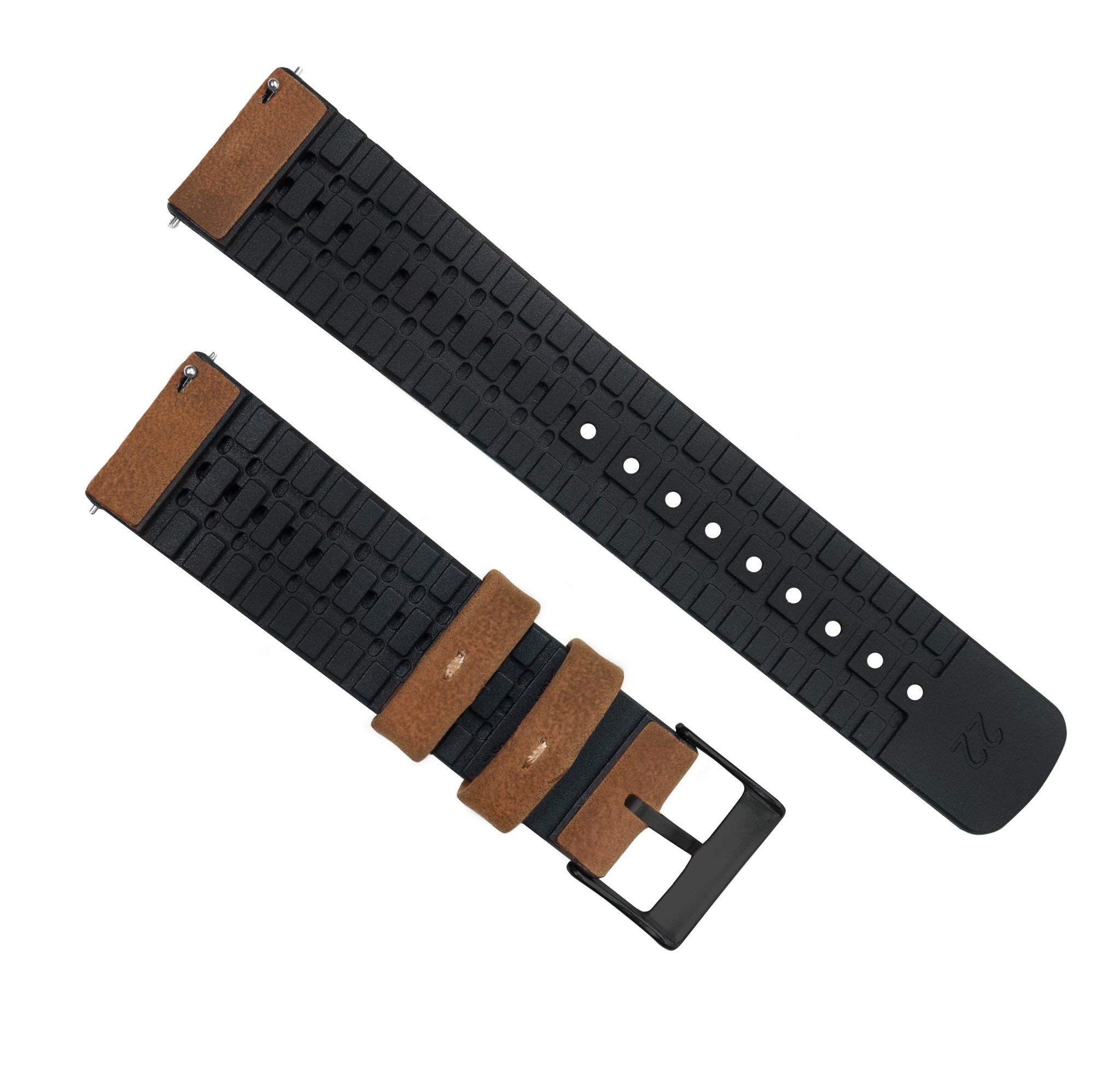 BARTON Leather Rubber Watch Bands - Quick Release 18-22mm for Men & Women - Durable 316L Stainless Steel - Perfect for Daily Wear & Outdoor Activities