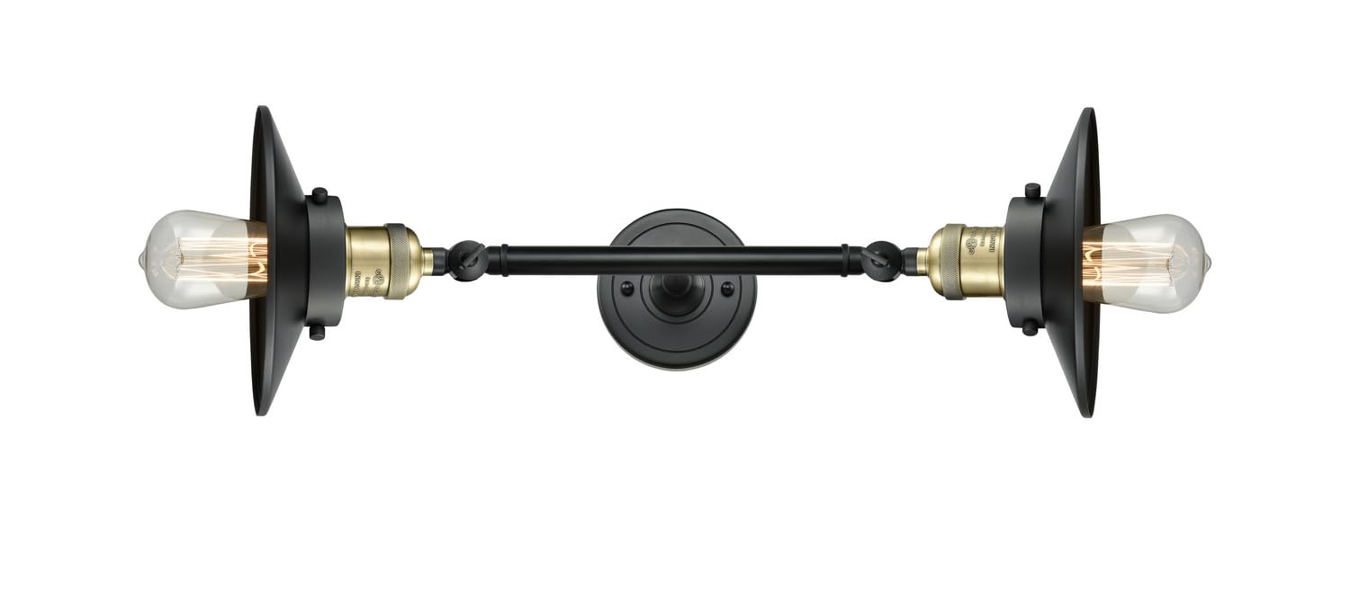 Innovations 208L-BAB-M6 2-Light Vertical Bathroom Vanity Light Fixture in Black Antique Brass - Perfect for Bathroom Mirror Lighting and Modern Home Decor
