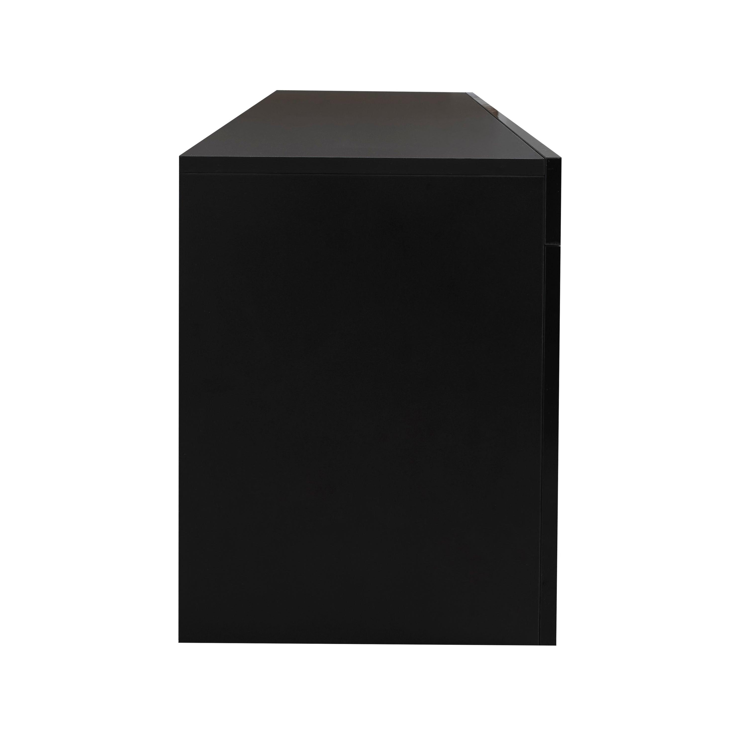 Black TV Stand with LED RGB Lights - Modern Flat Screen TV Cabinet for Gaming Consoles - Perfect for Living Room, Bedroom & Lounge Room Decor (Black) - Ideal for Movie Nights & Gaming Setup