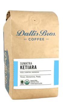 Dallis Bros. Coffee Sumatra Ketiara Fair Trade Organic Medium Roast Whole Bean Coffee - 5lb Bag for Home Brewing, Office Use & Gifts