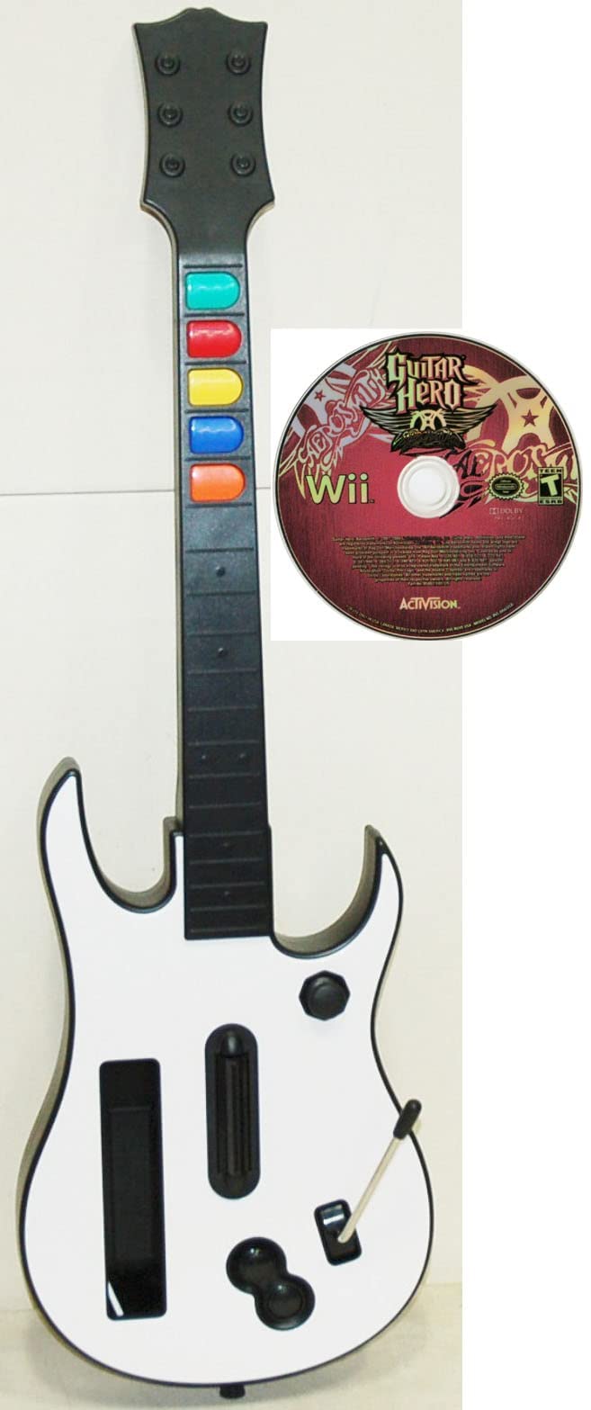 Nintendo Wii Guitar Hero Aerosmith Bundle with Wireless Guitar Controller - Renewed - Rock Out to Classic Hits | Perfect for Game Nights & Music Parties