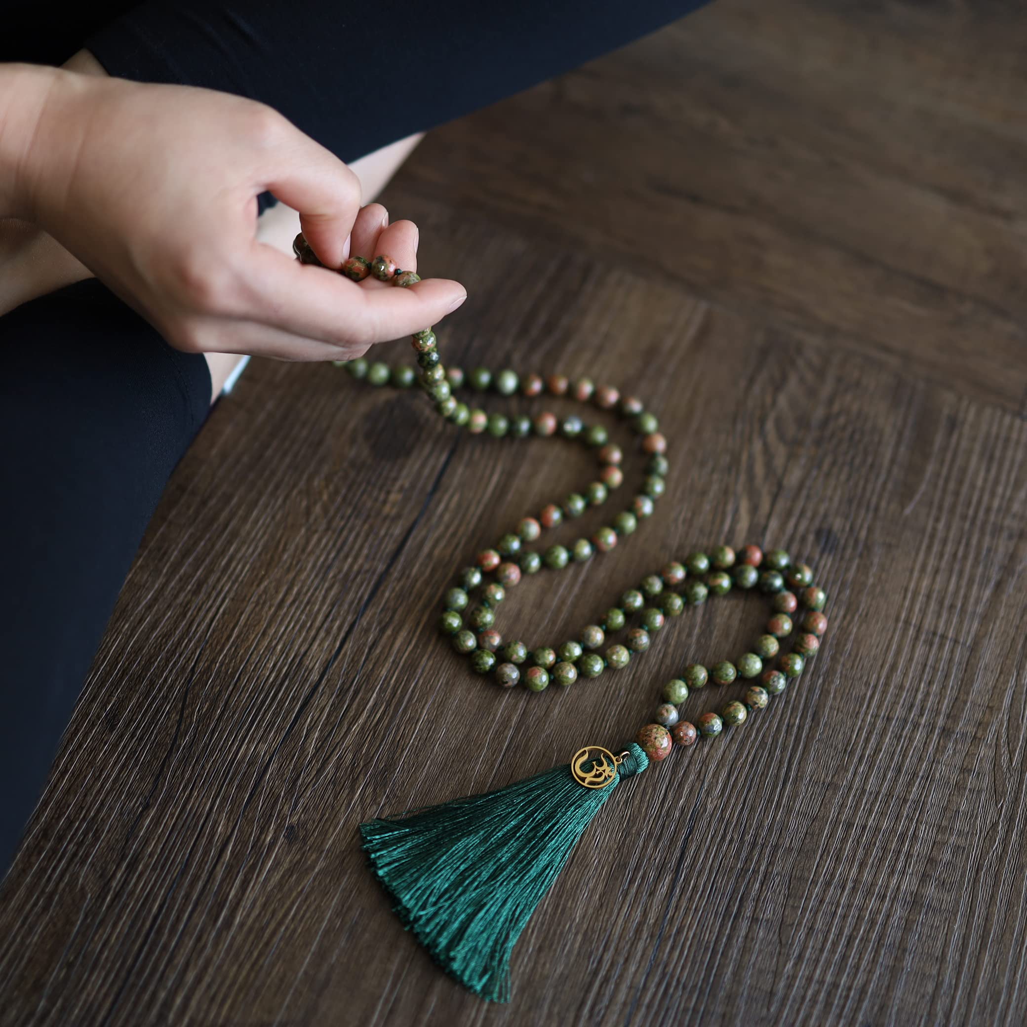 COAI OM Charm Mala Beads Necklace for Yoga & Meditation