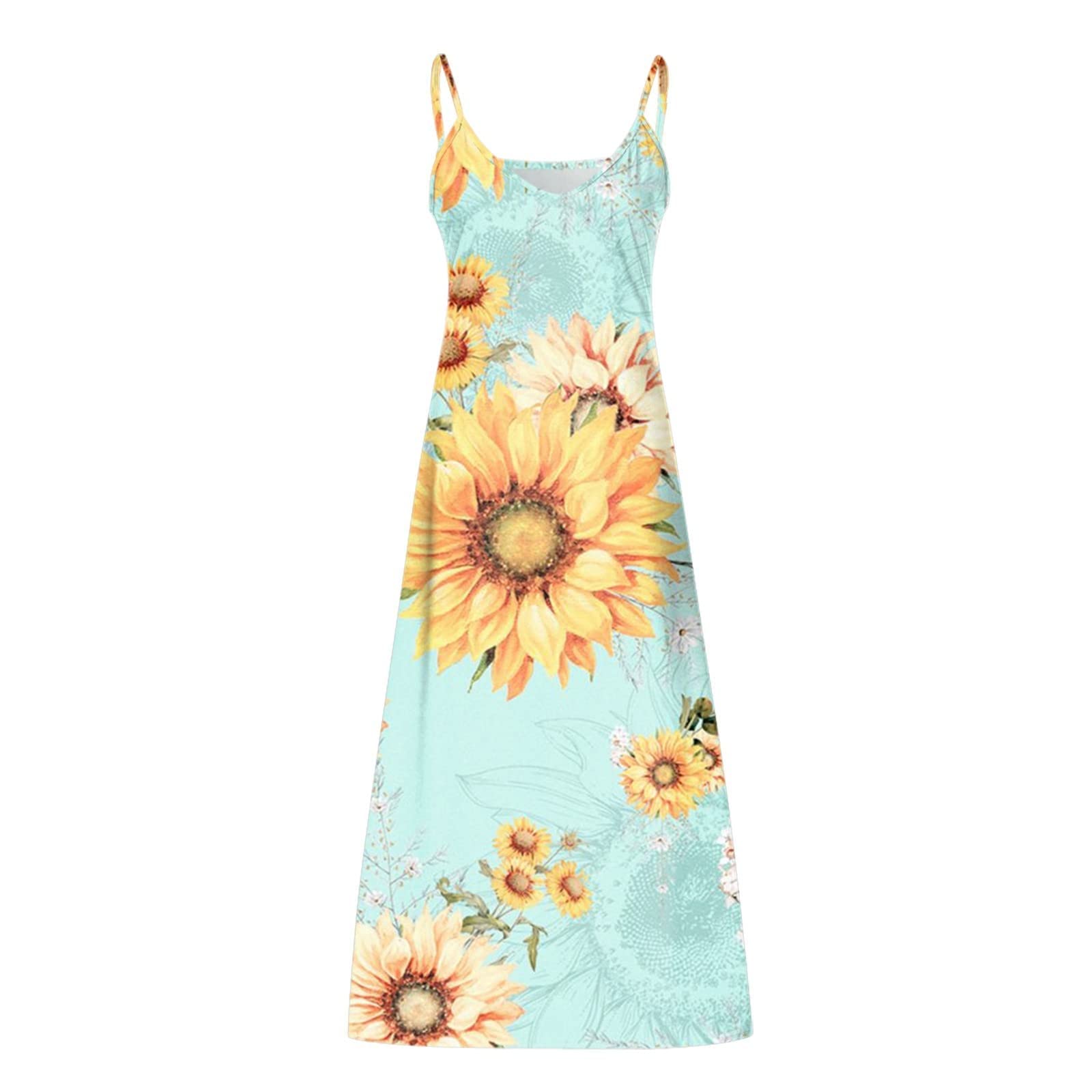 Women's Bohemian Floral Print Summer Dress - Casual V-Neck Sleeveless Beach Vacation Dress for Women | Perfect for Beach Getaways, Pool Parties & Summer Outings