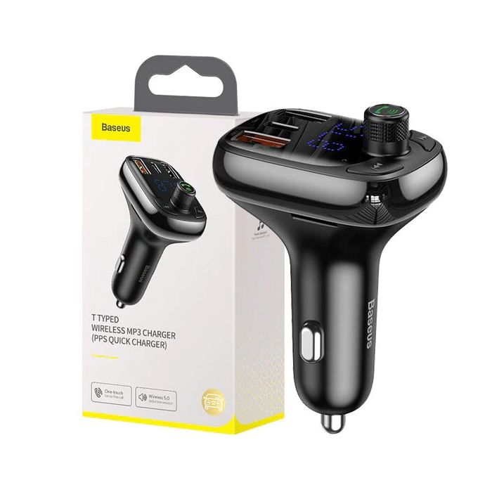 Baseus Bluetooth FM Transmitter & Car Charger with Quick Charge 3.0 - Wireless Audio Adapter for Hands-Free Calling & Music Streaming in Your Vehicle