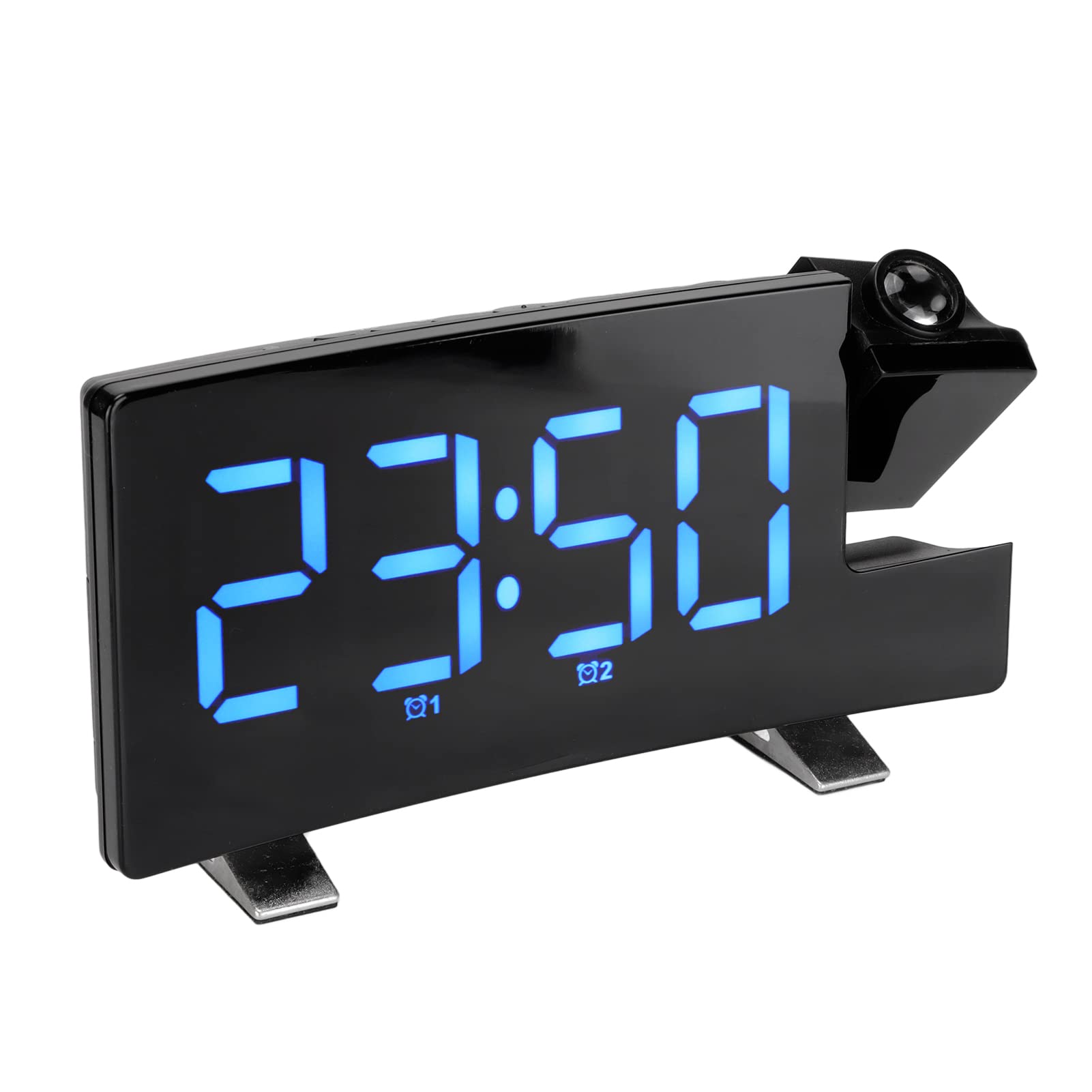 **Gaeirt Digital Alarm Clock with Projection, 180° Adjustable Display, Night Light, FM Radio & USB Power - Ideal for Bedroom, Kids Room & Home Office (Blue LED)**