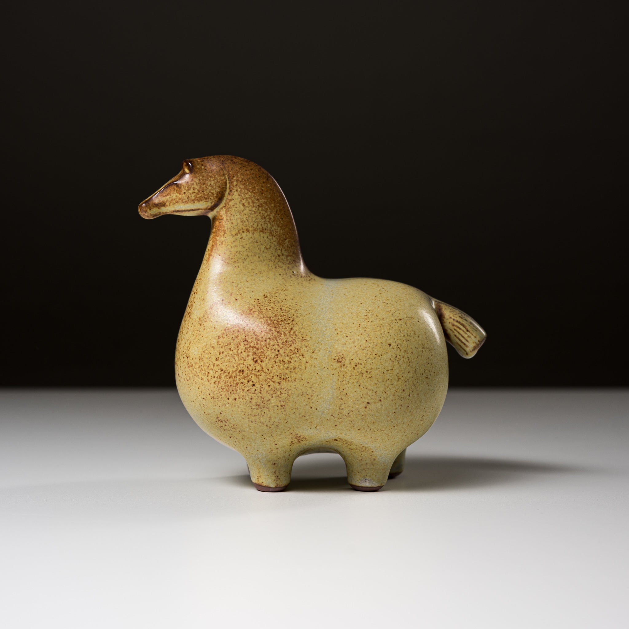 Seto Ware KASHIWA Animal Ornament - Handcrafted Round Horse Ceramic Figurine | Japanese Pottery Collectible for Home Decor, Shelf Display & Gift Giving
