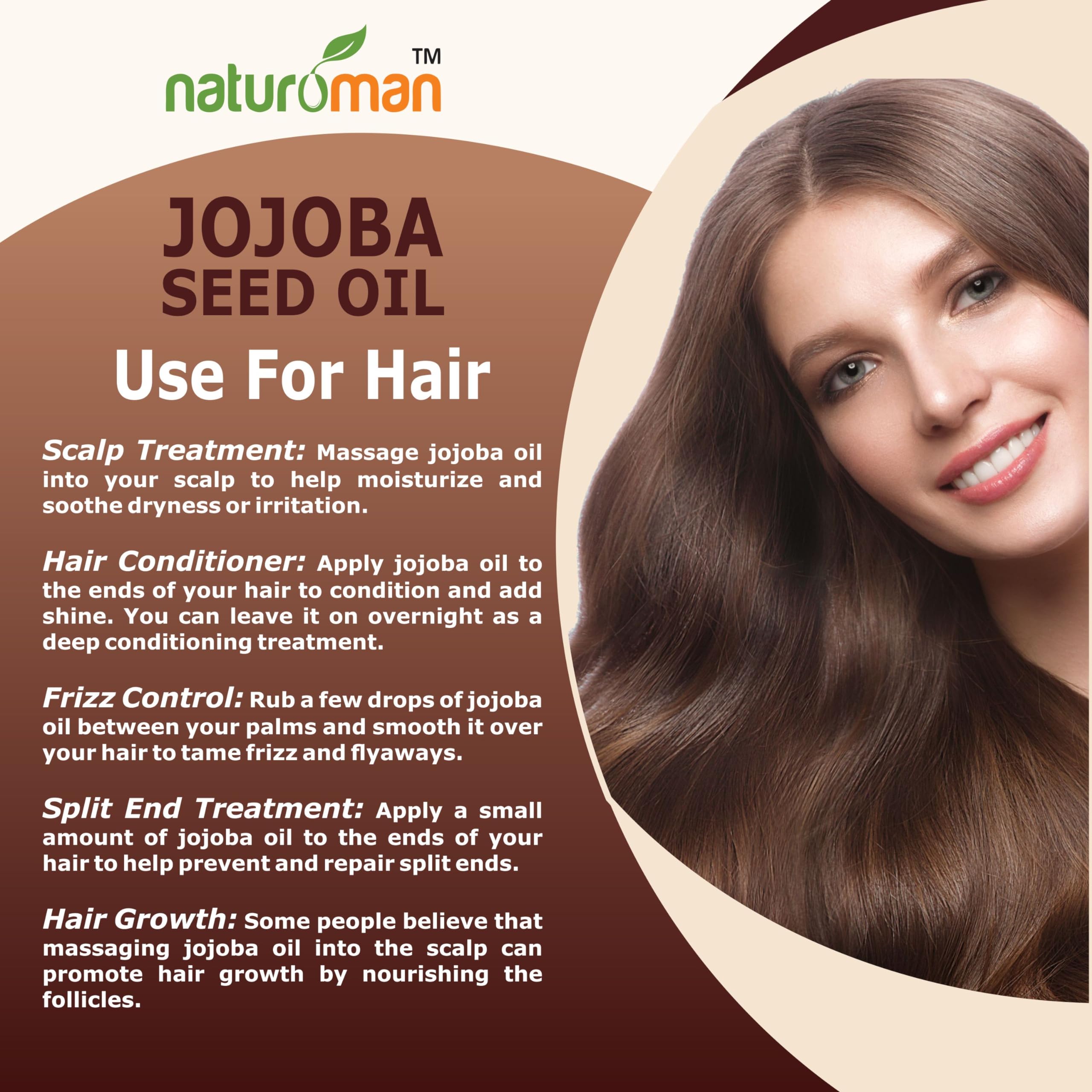 Naturoman 100% Pure Cold Pressed Jojoba Carrier Oil for Skin, Hair & Body - All Skin Types - Natural Moisturizer & Massage Oil - 30ml (1 Pack) - Perfect for Daily Skincare, Hair Treatment & Relaxing Massage