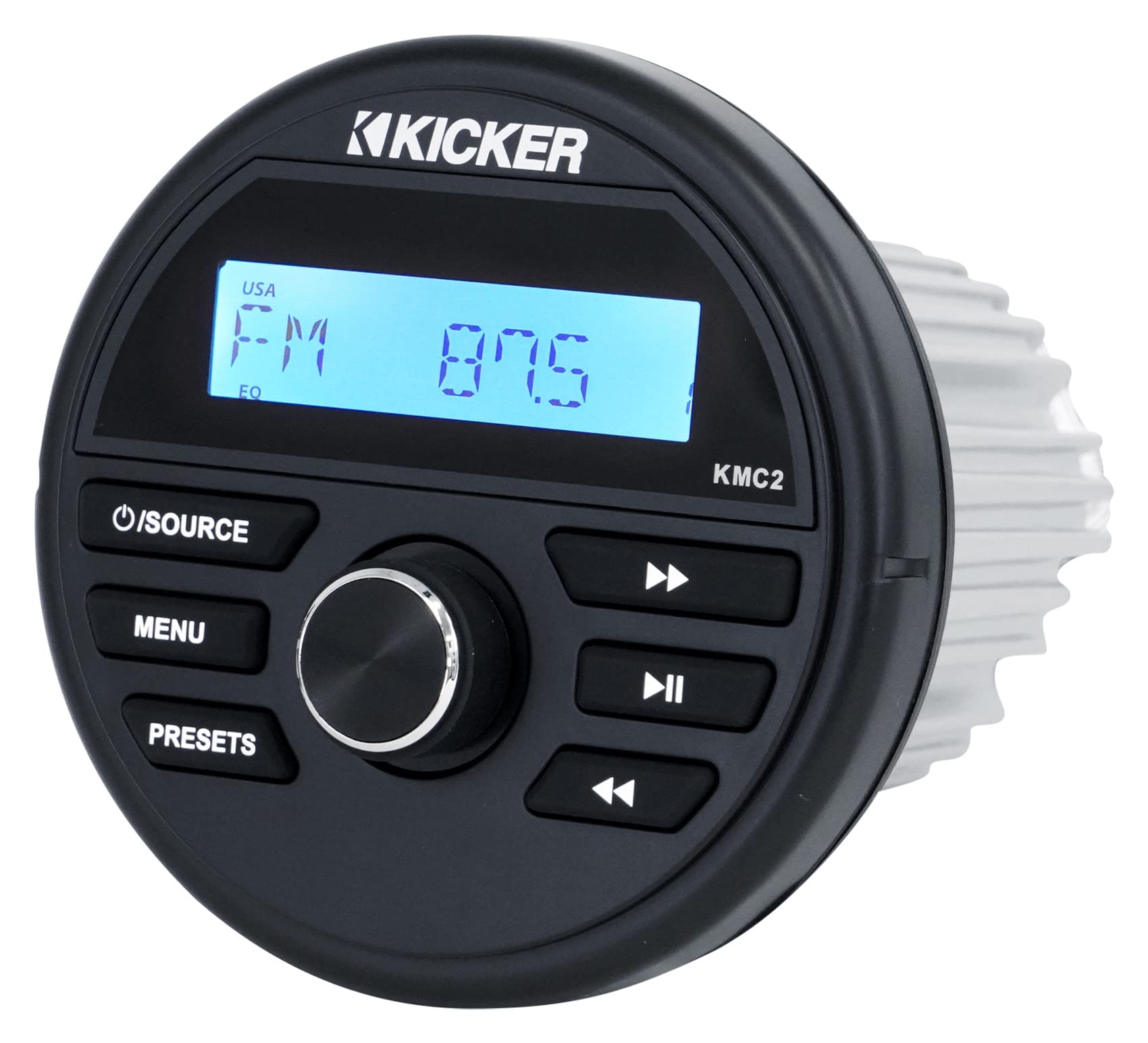 KICKER KMC2 2-Gauge Digital Marine Stereo Receiver + Kicker KRC12 Remote for KMC2/KMC3/KMC4/KMC5 + Rockville RMC65LB 6.5