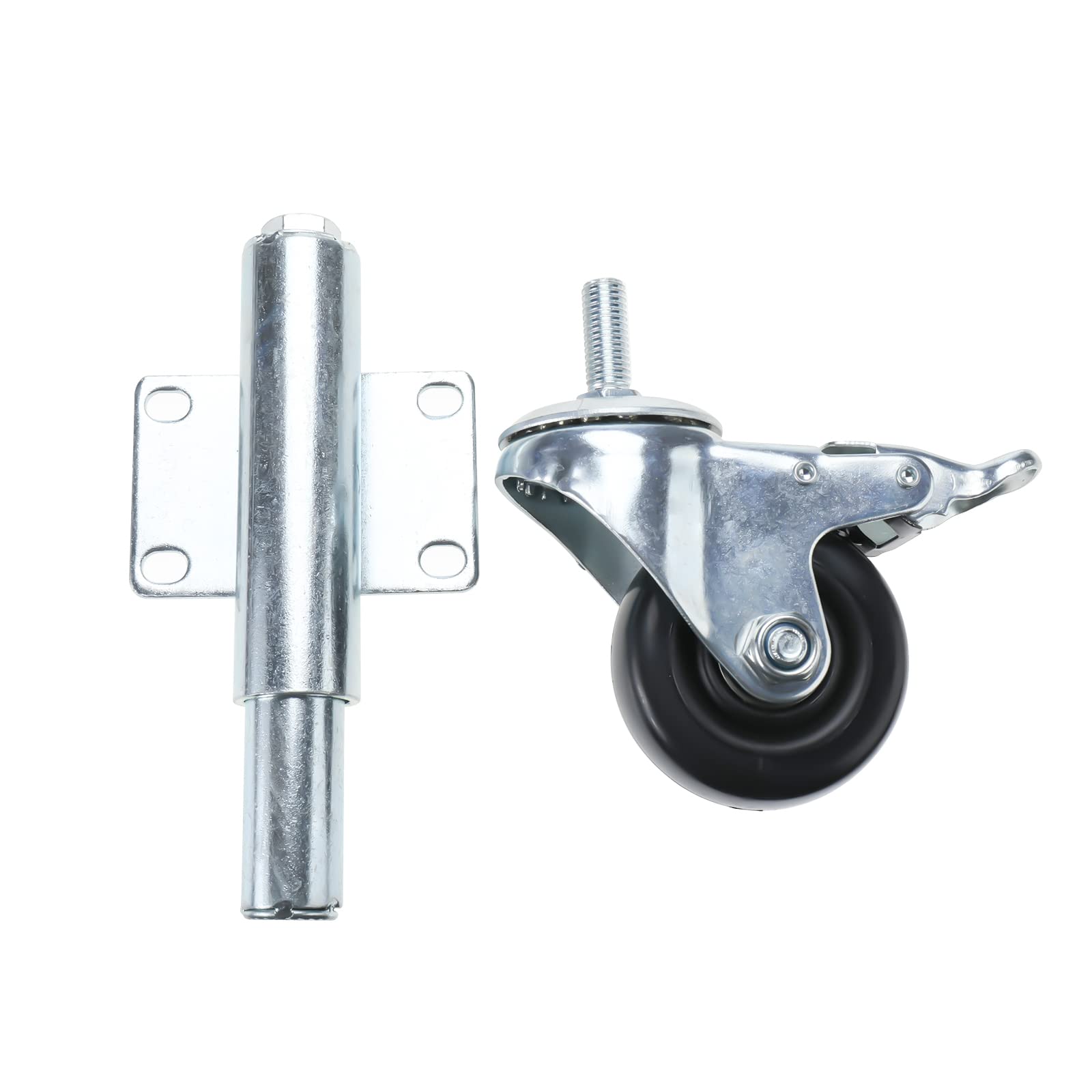 Heavy Duty 4 Inch Spring Loaded Swivel Caster Wheels with Brake - 240 lbs Capacity Retractable Gate Casters for Industrial Equipment, Workbenches, and Furniture Movers | NORJIN