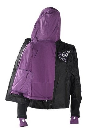 Women's Lightweight Textile Jacket with Purple Hoodie & Butterfly Embroidery - Spring Outerwear for Casual Wear, Street Fashion & Outdoor Activities