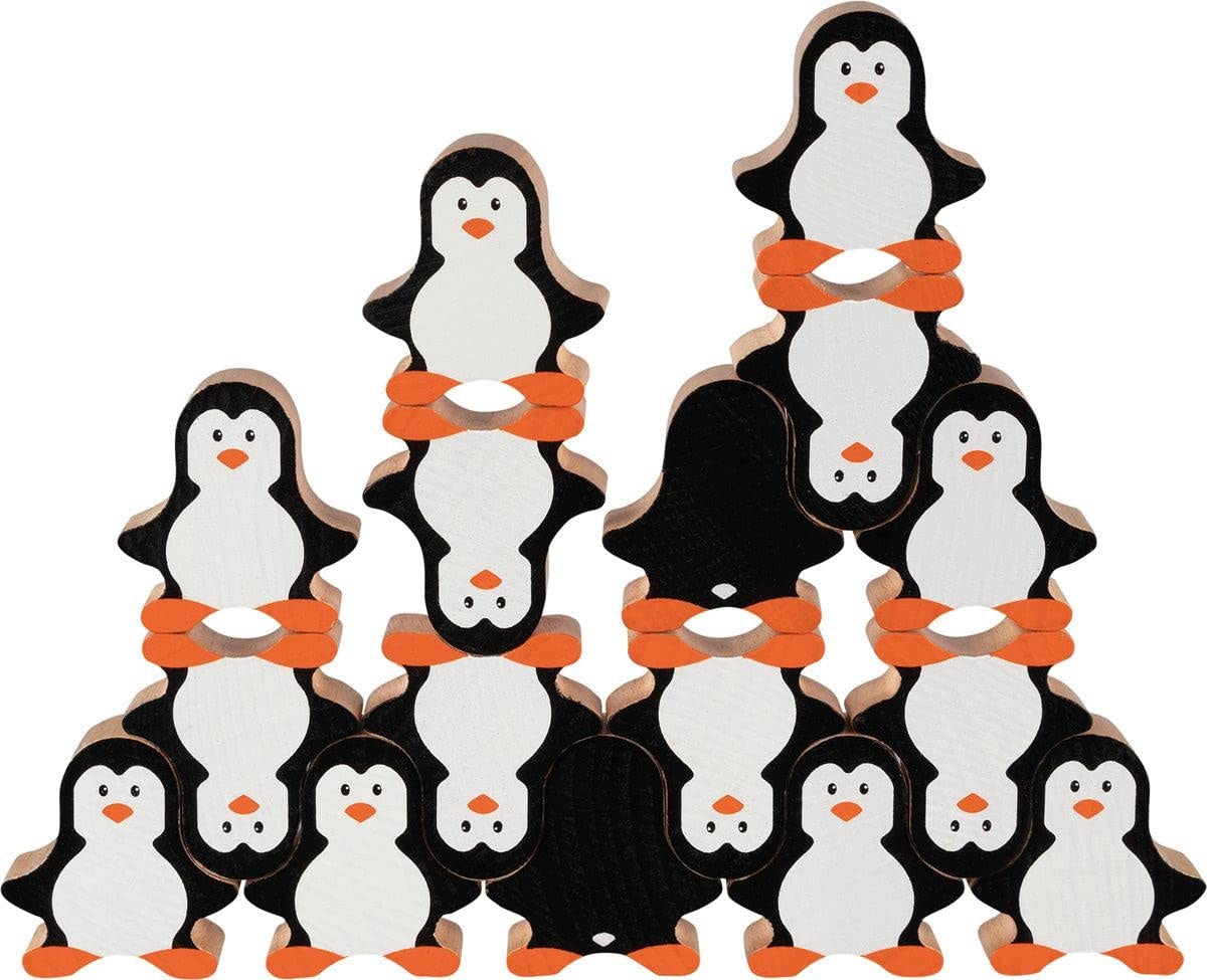 Goki Penguin Stacking Game Toys - Colorful Wooden Animal Balancing Blocks for Kids (Multicolor, 58683) - Fun Learning & Family Game Night Activity