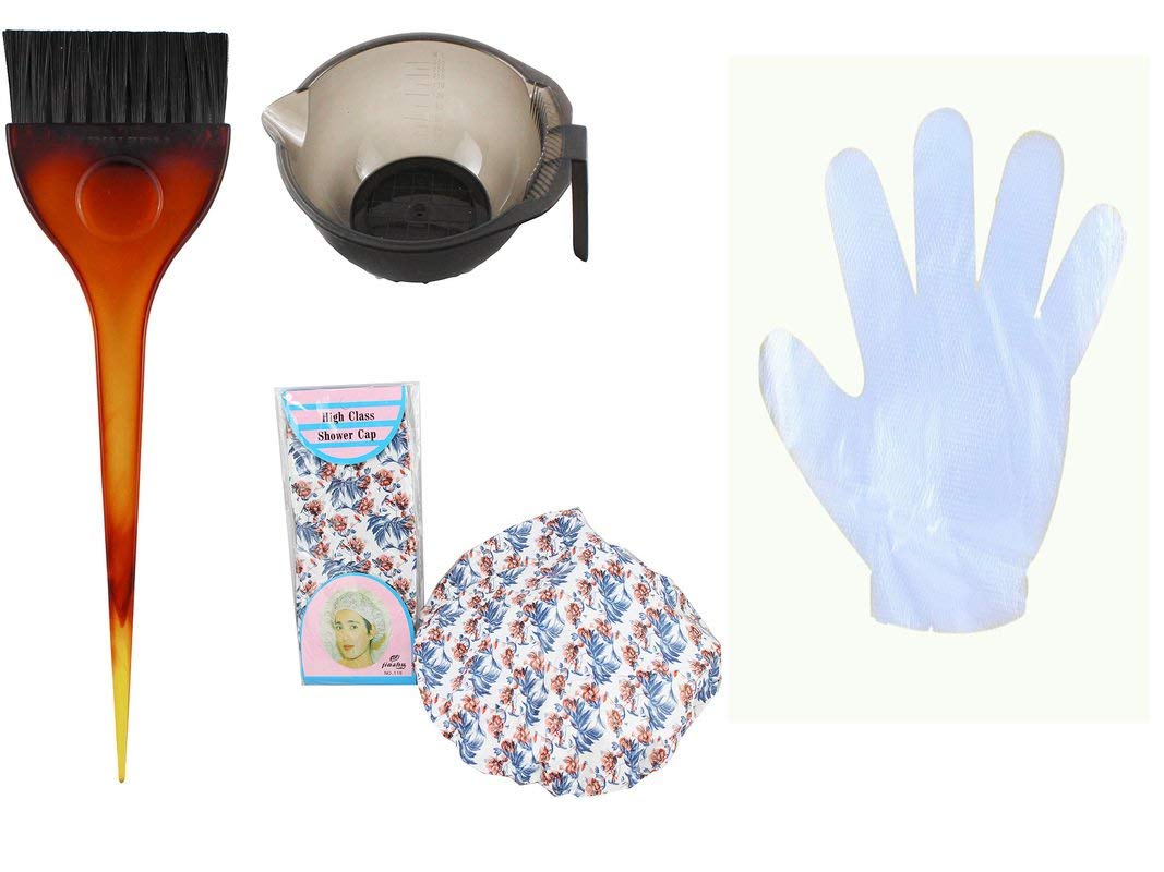 Hair Dyeing Kit - 1 Hair Color Bowl, 1 Dye Brush, 1 Shower Cap & 50 Disposable Gloves - Perfect for At-Home Hair Coloring & Salon Treatments