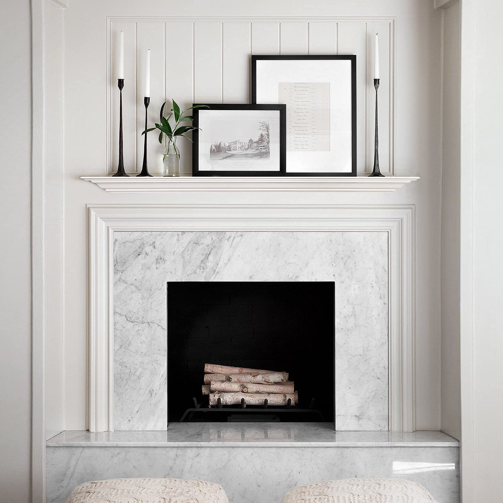 WELLAND 48 Inch White Pine Wood Fireplace Mantel Shelf - Wall Mounted Floating Shelf with Corona Crown Molding - Perfect for Living Room, Bedroom & Home Decor (Picture Ledge Shelves)